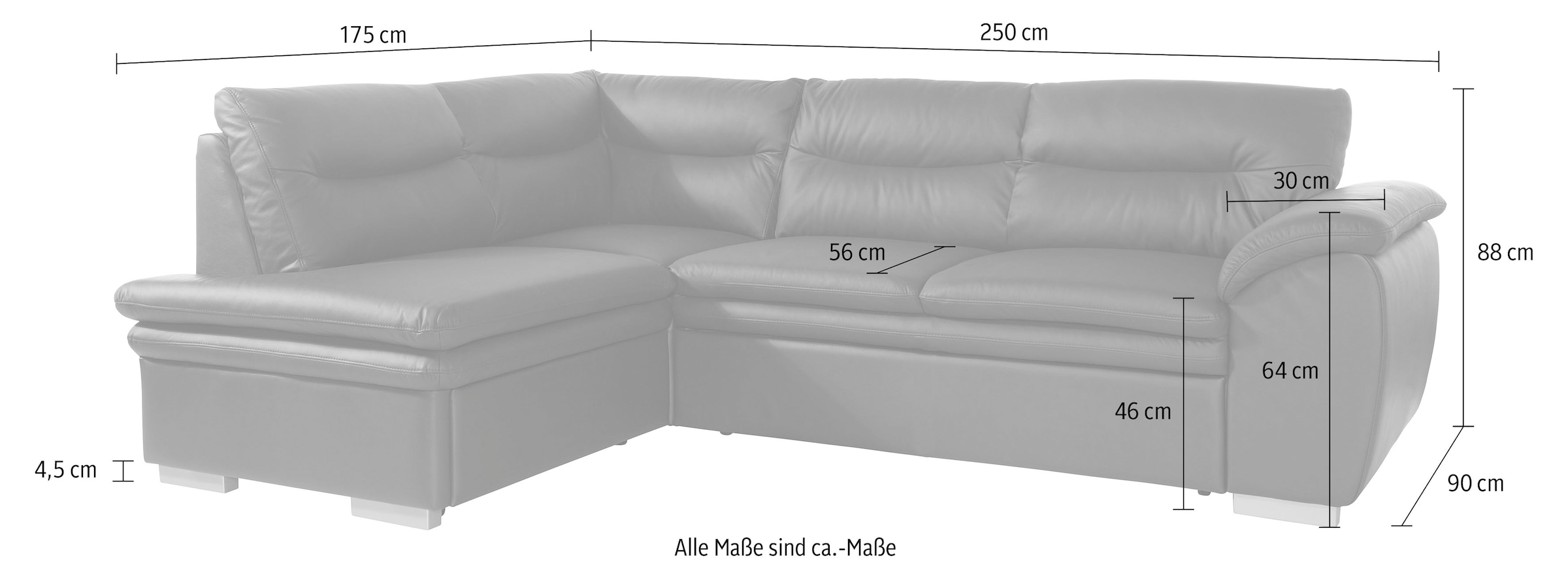 COTTA Ecksofa »Leandra L-Form«, wahlweise mit Bettfunktion und Bettkasten