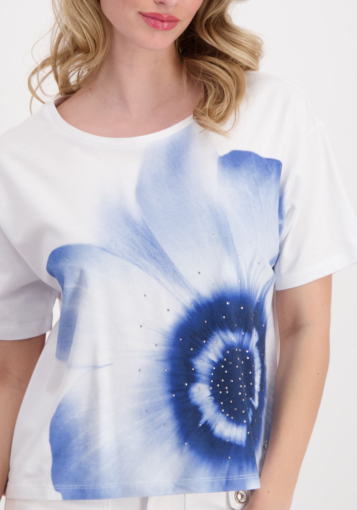 Monari Rundhalsshirt, mit Blumen Print
