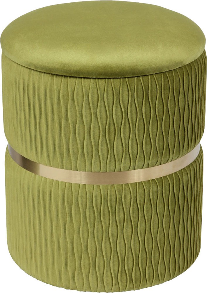 Kayoom Polsterhocker »Hocker Zora 425 2er-Set, Praktischer und versteckter Stauraum«, (Set, 2 St.), 2er-Set mit Stauraum, ineinander stapelbar, goldfarbenener Ring