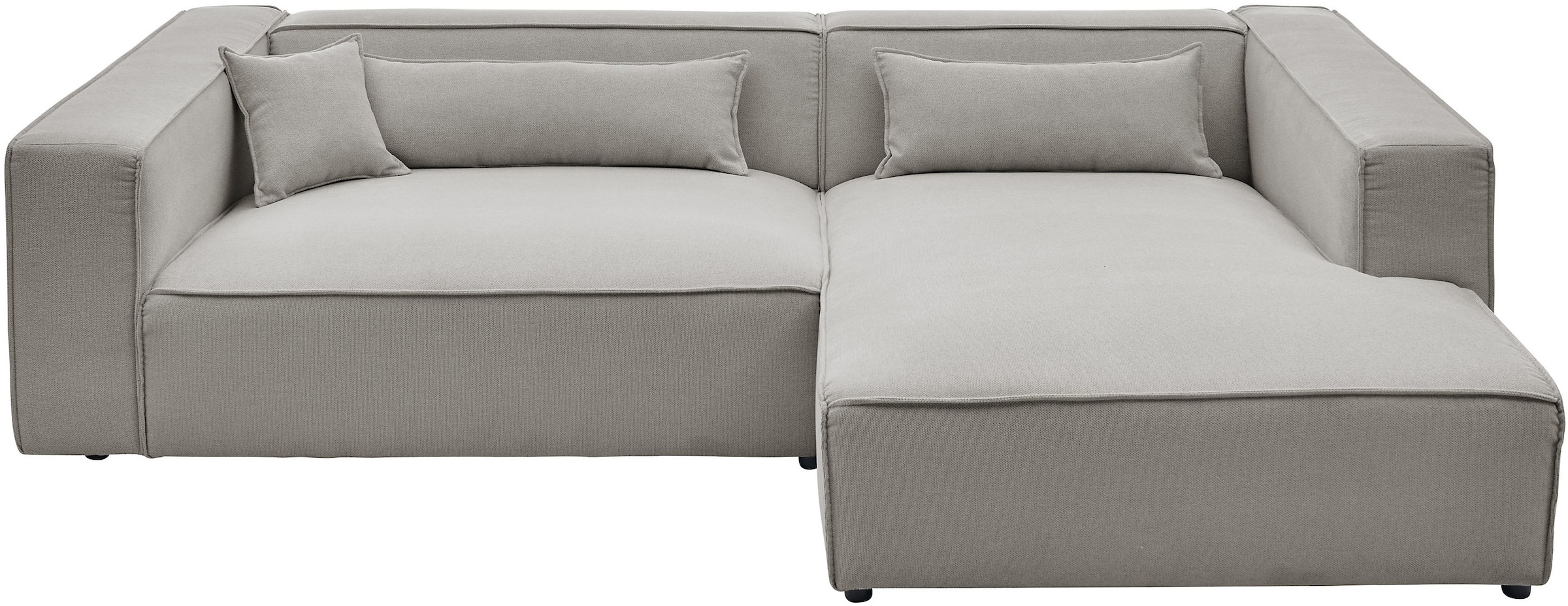 LeGer Home by Lena Gercke Ecksofa »PIARA XXL, Big-Sofa in Cord oder Leinenoptik, L-Form, mit Kedernaht«, wahlweise Ottomane rechts/links, schwarze Füsse, extra tiefe Sitzfläche