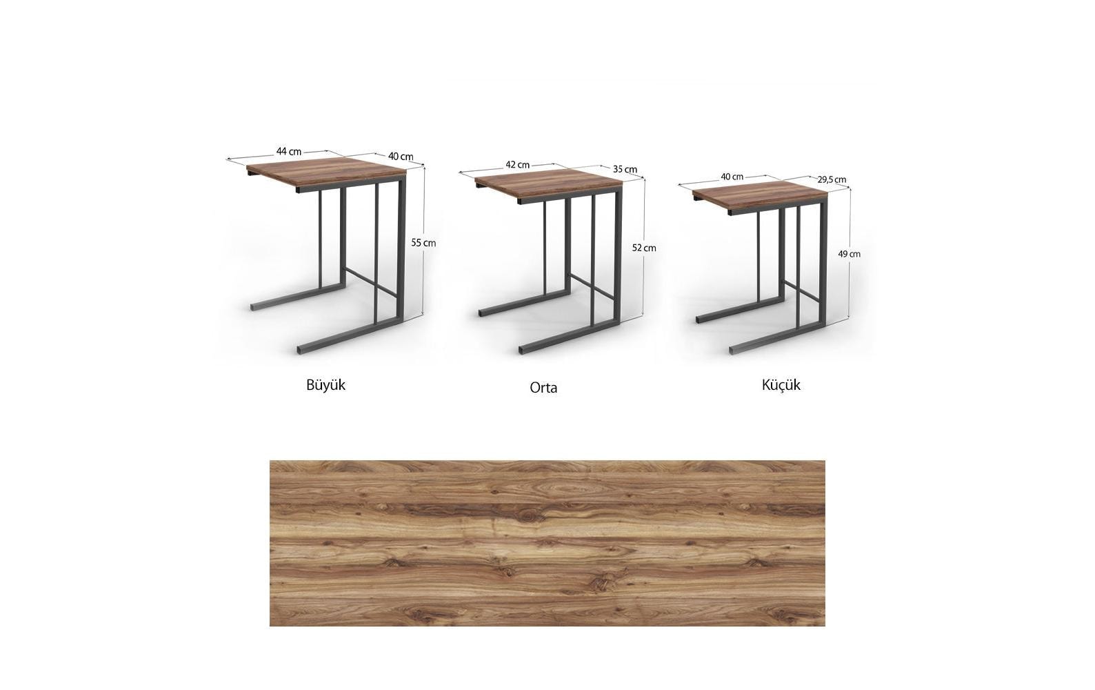 WOODY FASHION Beistelltisch »3-er Set, Braun/Schwarz«