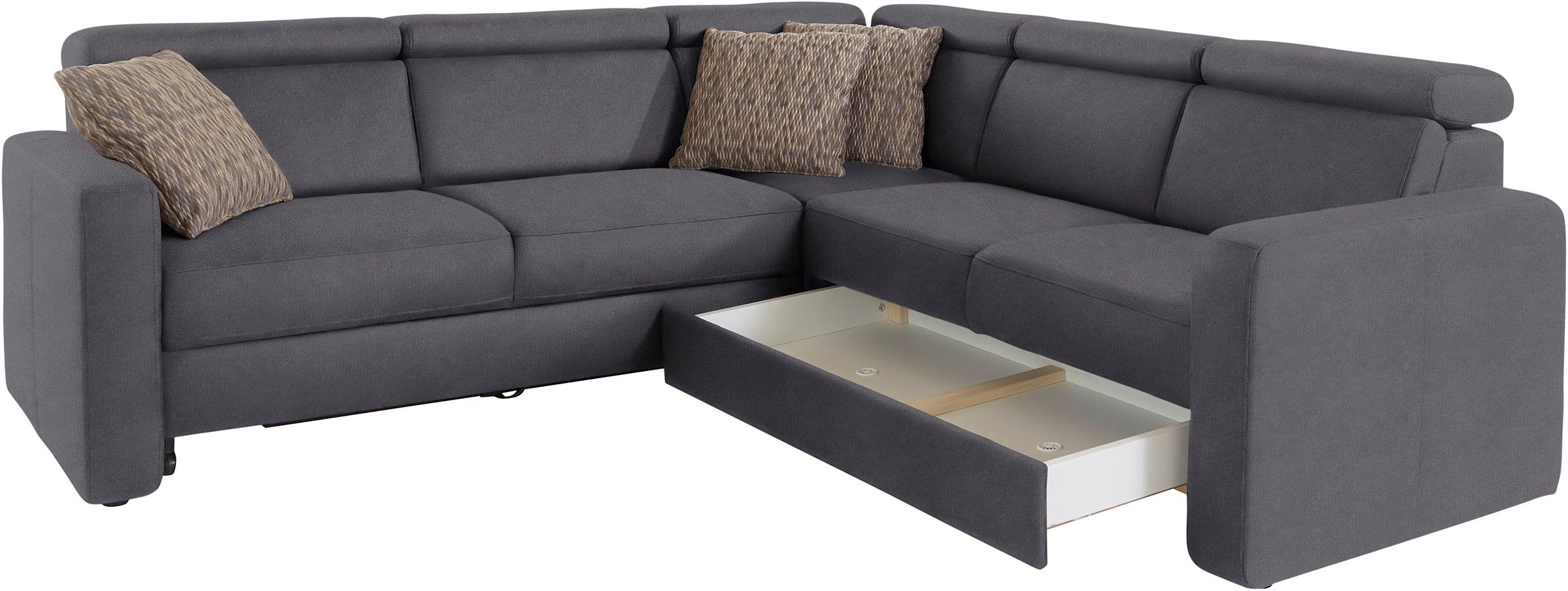 sit&more Ecksofa »Bologna L-Form«, Kopfteilverstellung, wahlweise mit Bettfunktion und Schubkasten