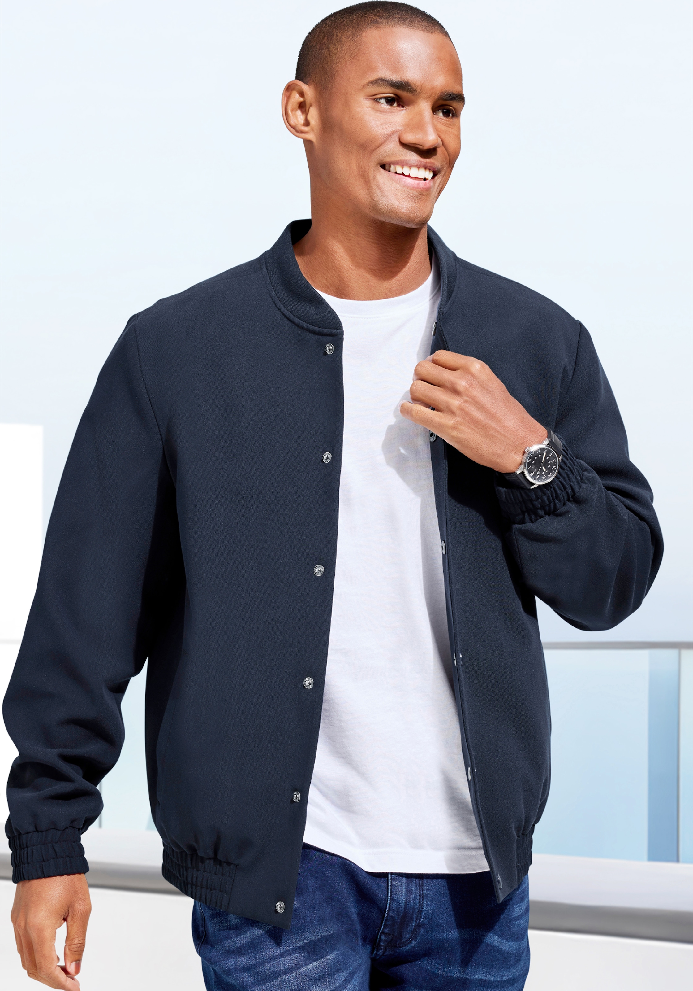 John Devin Blouson "mit Rippkragen" Übergangsjacke mit Innentasche, aus leicht dehnbarer Webqualität