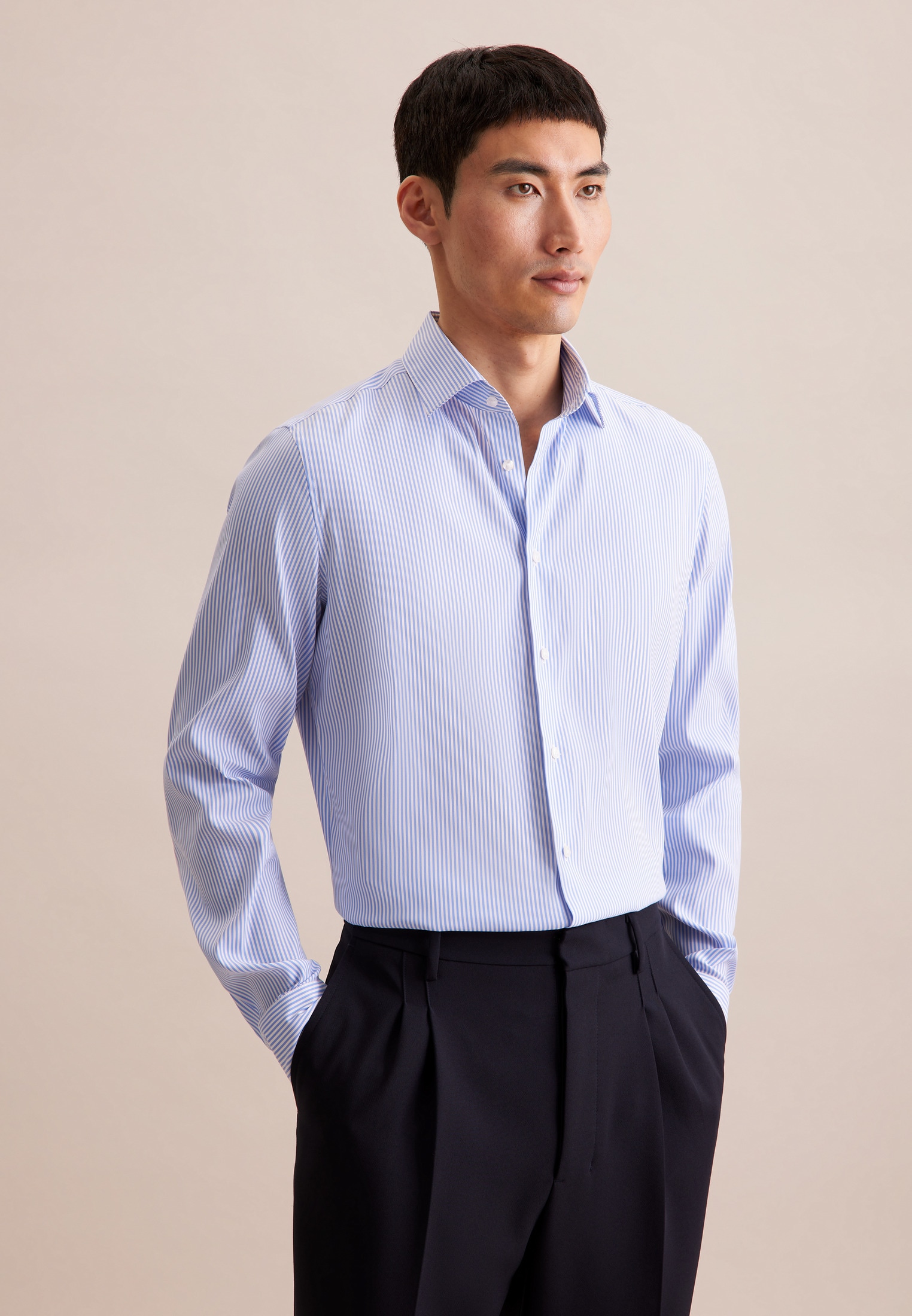 seidensticker Businesshemd »Slim« Slim 1/1 Extra lang Kentkragen Streifen