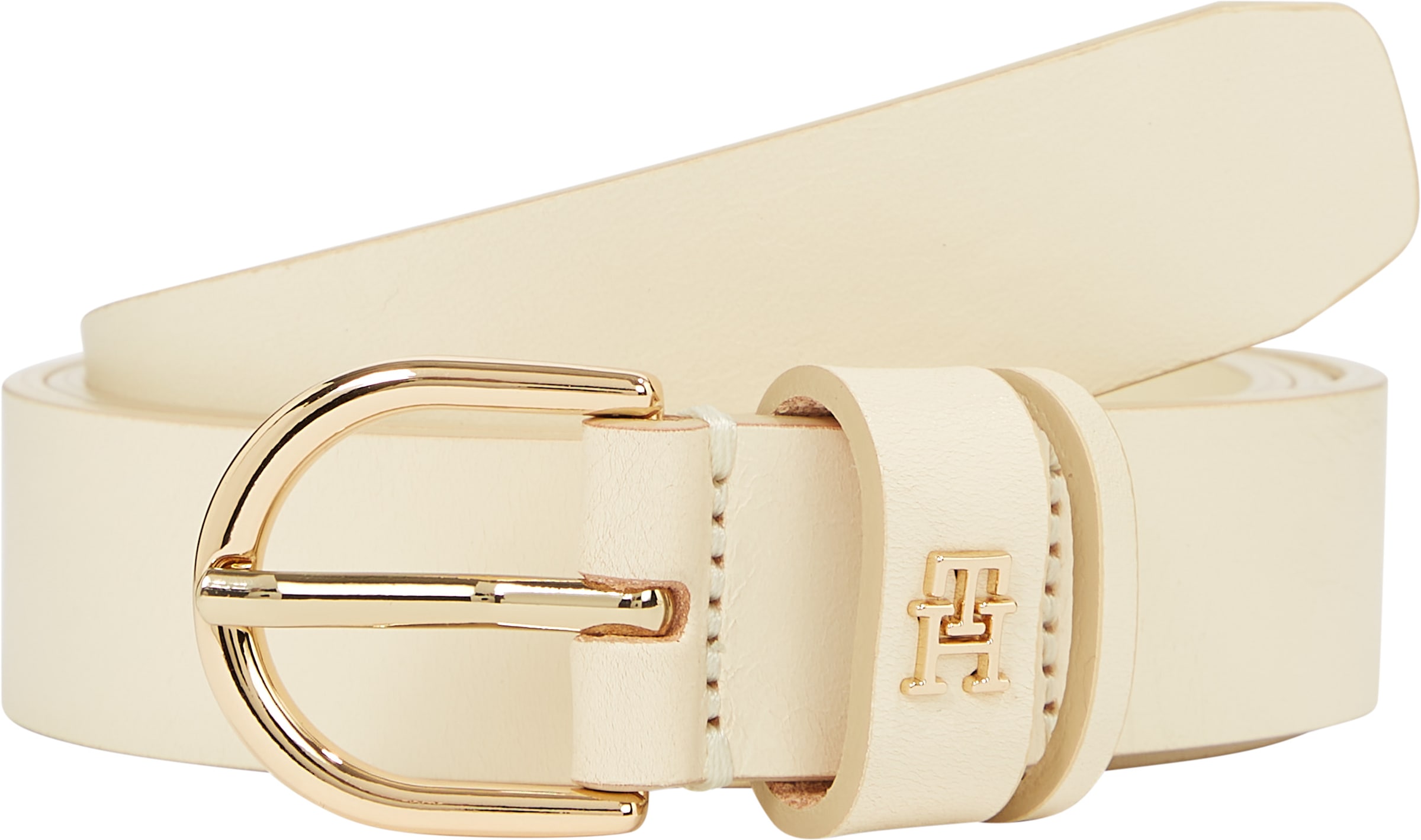 Tommy Hilfiger Ledergürtel »ESSENTIAL EFFORTLESS 2.5 GOLD«, Logoemblem, weiche Haptik, ovale Einfachdornschliesse