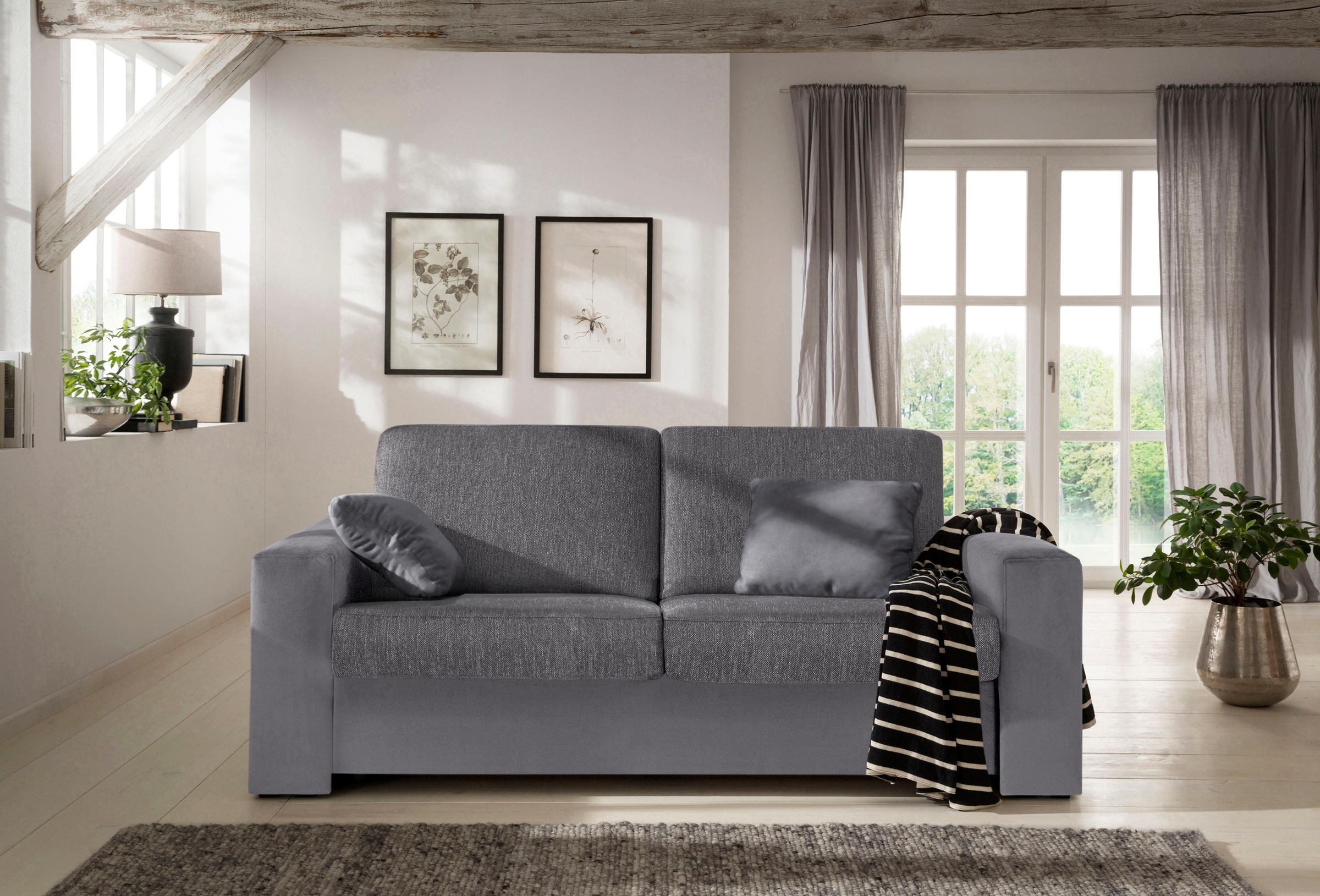 Home affaire Schlafsofa »Roma Matratzenhöhe 14 cm«, Dauerschlaffunktion, mit Unterfederung, Lattenrost, Matratze