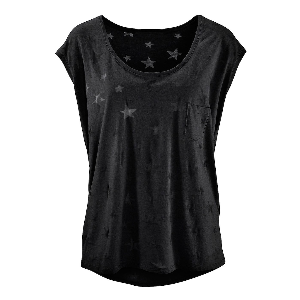 Beachtime T-Shirt, (2 tlg., 2er-Pack), Ausbrenner-Qualität mit leicht transparenten Sternen