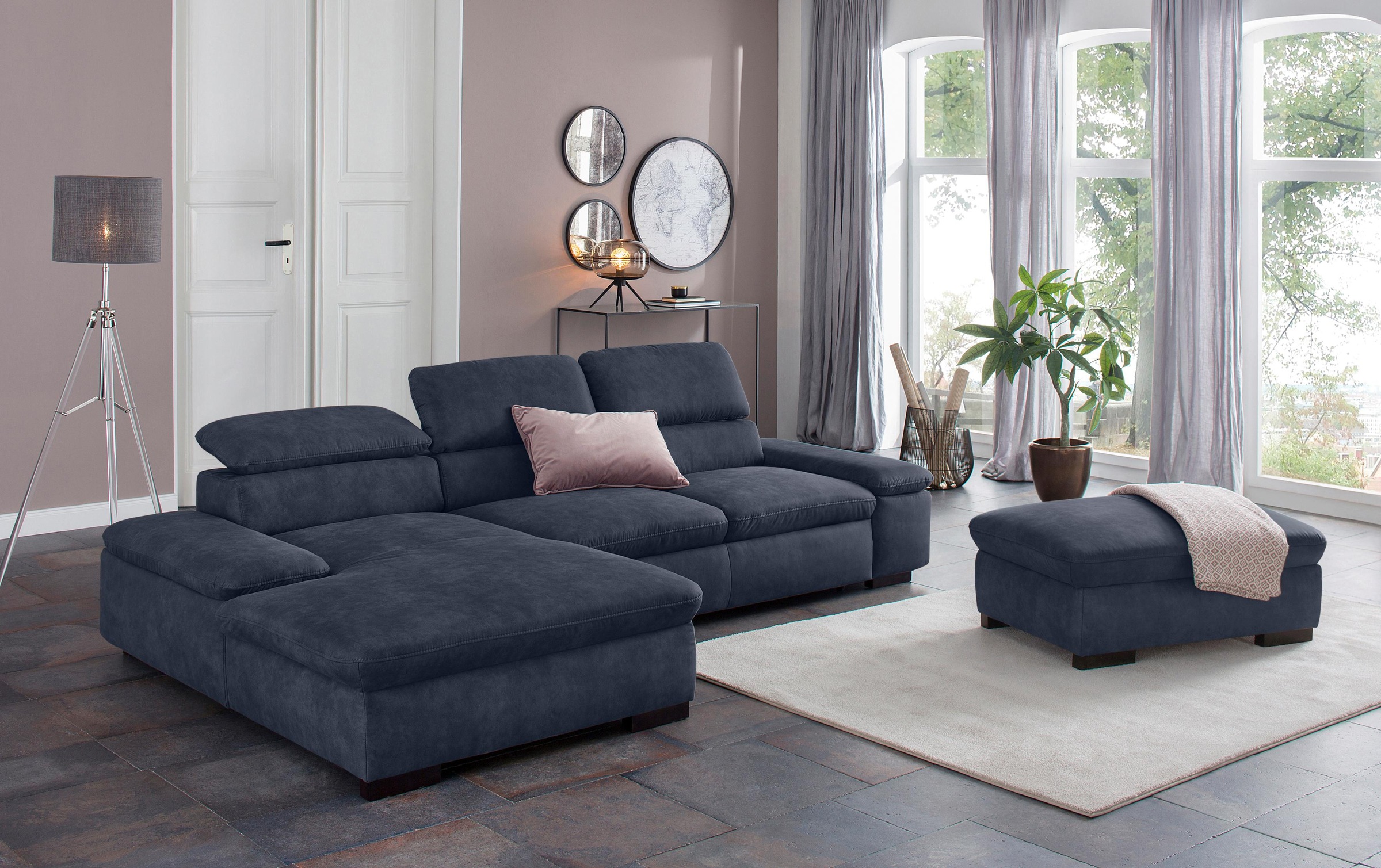 Home affaire Ecksofa »Alberto L-Form«, mit Kopfteilverstellung, wahlweise mit Bettfunktion