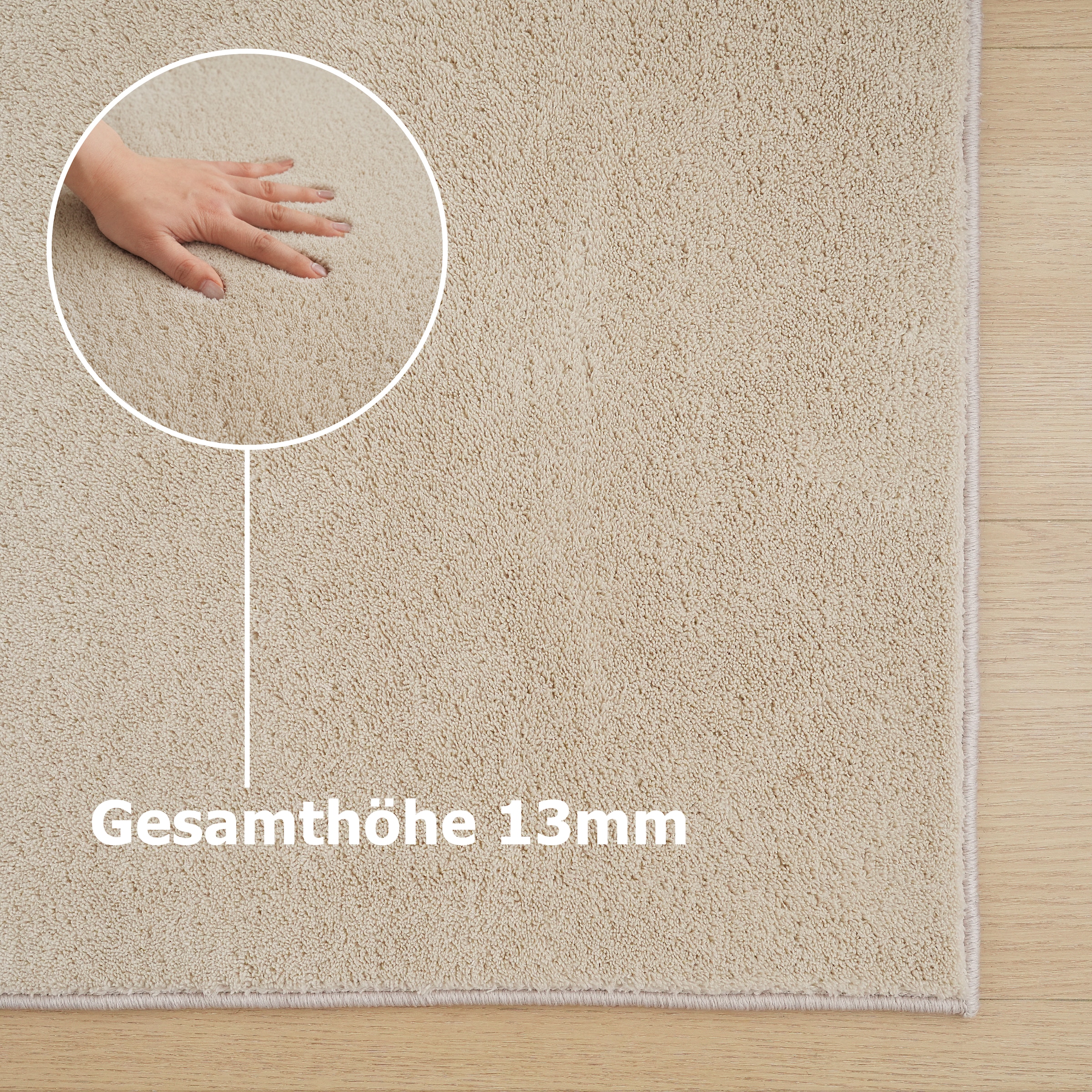 my home Teppich »Cali light, weich, modern, waschbar«, rechteckig, 13 mm Höhe, Uni-Farben, kuschelig, & weich, Wohnzimmer, Schlafzimmer, Esszimmer