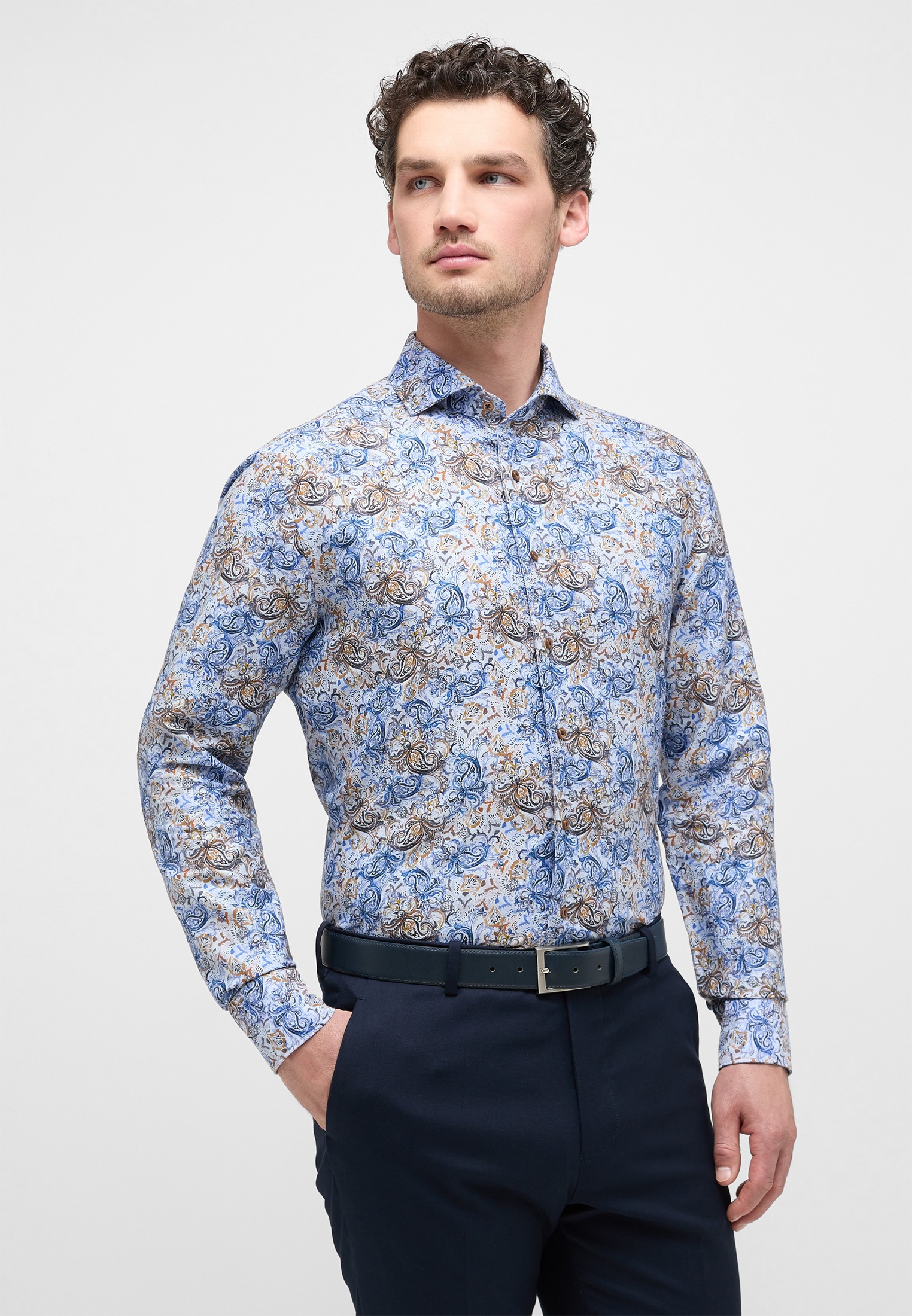 Eterna Langarmhemd »SLIM FIT« EASY IRON (bügelleicht)