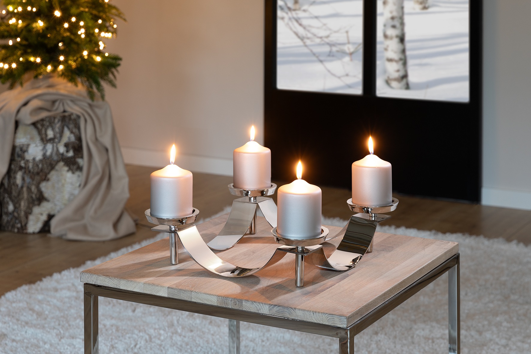 Fink Kerzenleuchter "GALLERY" Leuchter-Kranz mit Glas, 4-flammig, Adventskranz