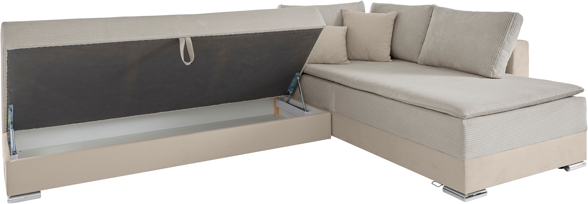 INOSIGN Ecksofa »Boxspringbett Night & Day L-Form mit Dauer-Schlaffunktion mit Armlehne«, mit Boxspring-Bettfunktion 180x200 cm und Bettkasten, Dauerschläfer!