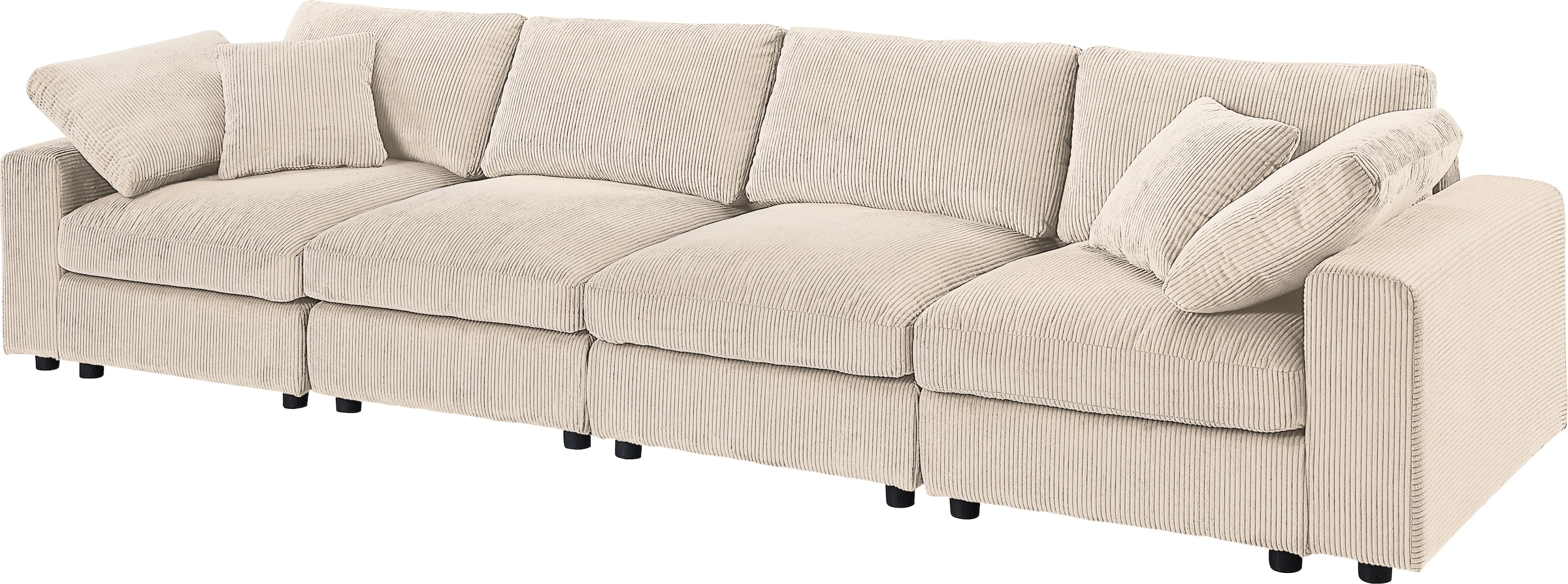 RAUM.ID 4-Sitzer »Bennid, XXL-Modulsofa mit vielen individuellen Stellmöglichkeiten«, (Set, 4 St.), inklusive 2 grossen & 2 kleinen Zierkissen im flauschigen Cord