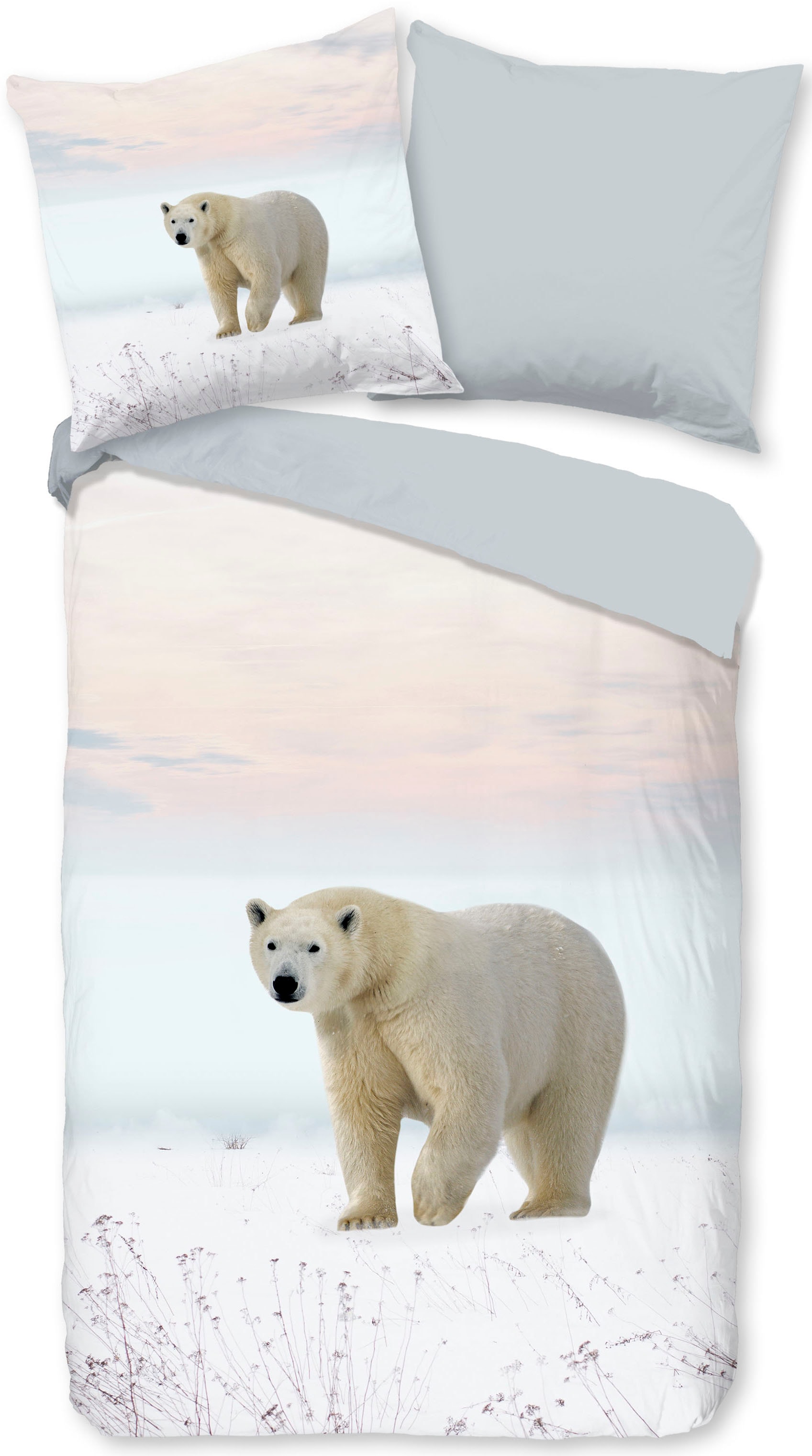 PURE luxury collection Wendebettwäsche »Bjorn«, Mikrofaser, 135x200, Pflegeleicht, Reissverschluss, Wendeoptik, Winter