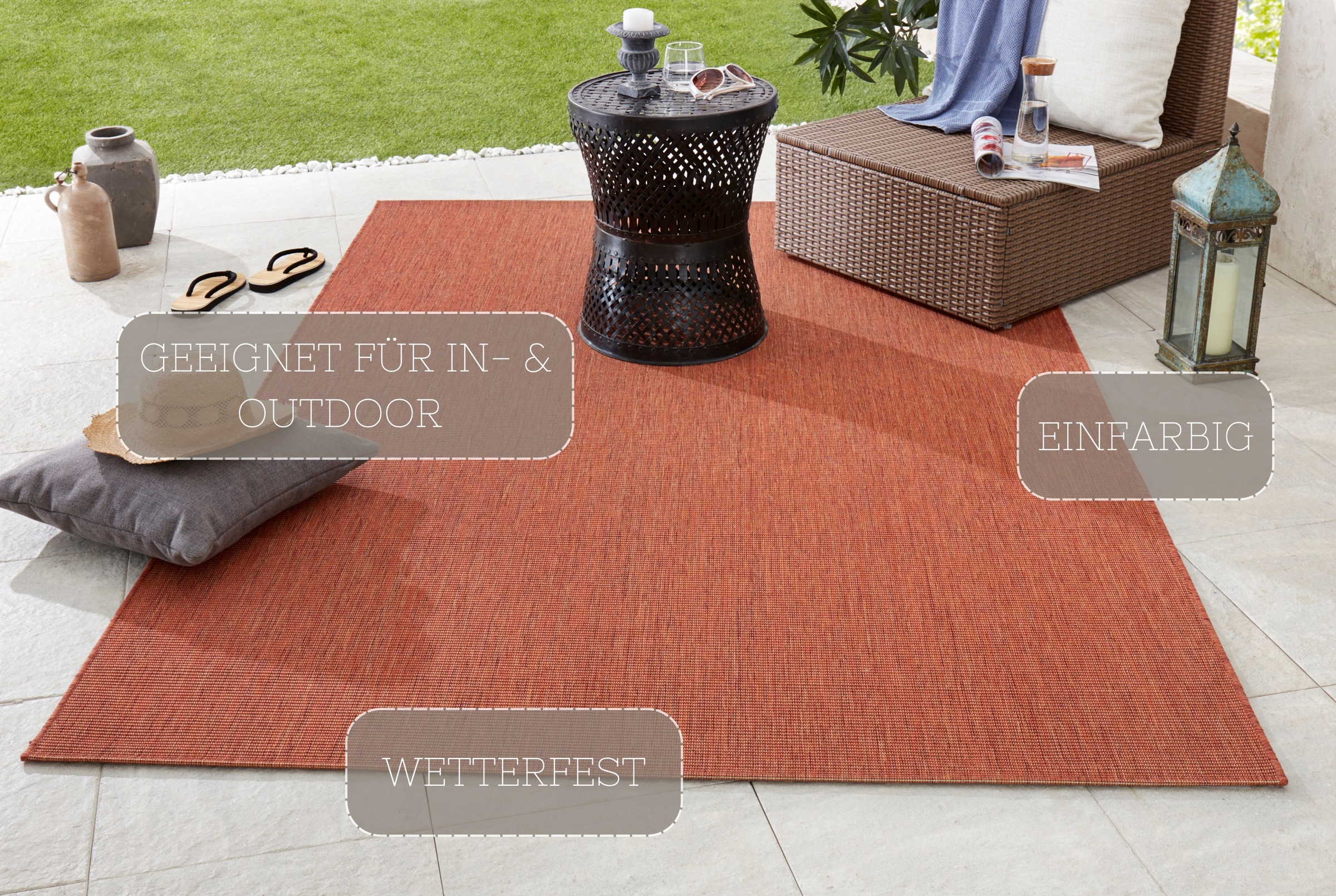 NORTHRUGS Teppich »Match«, rechteckig, 8 mm Höhe, In-& Outdoor, Kurzflor, Läufer, Modern, Unifarben, Wohnzimmer, Balkon
