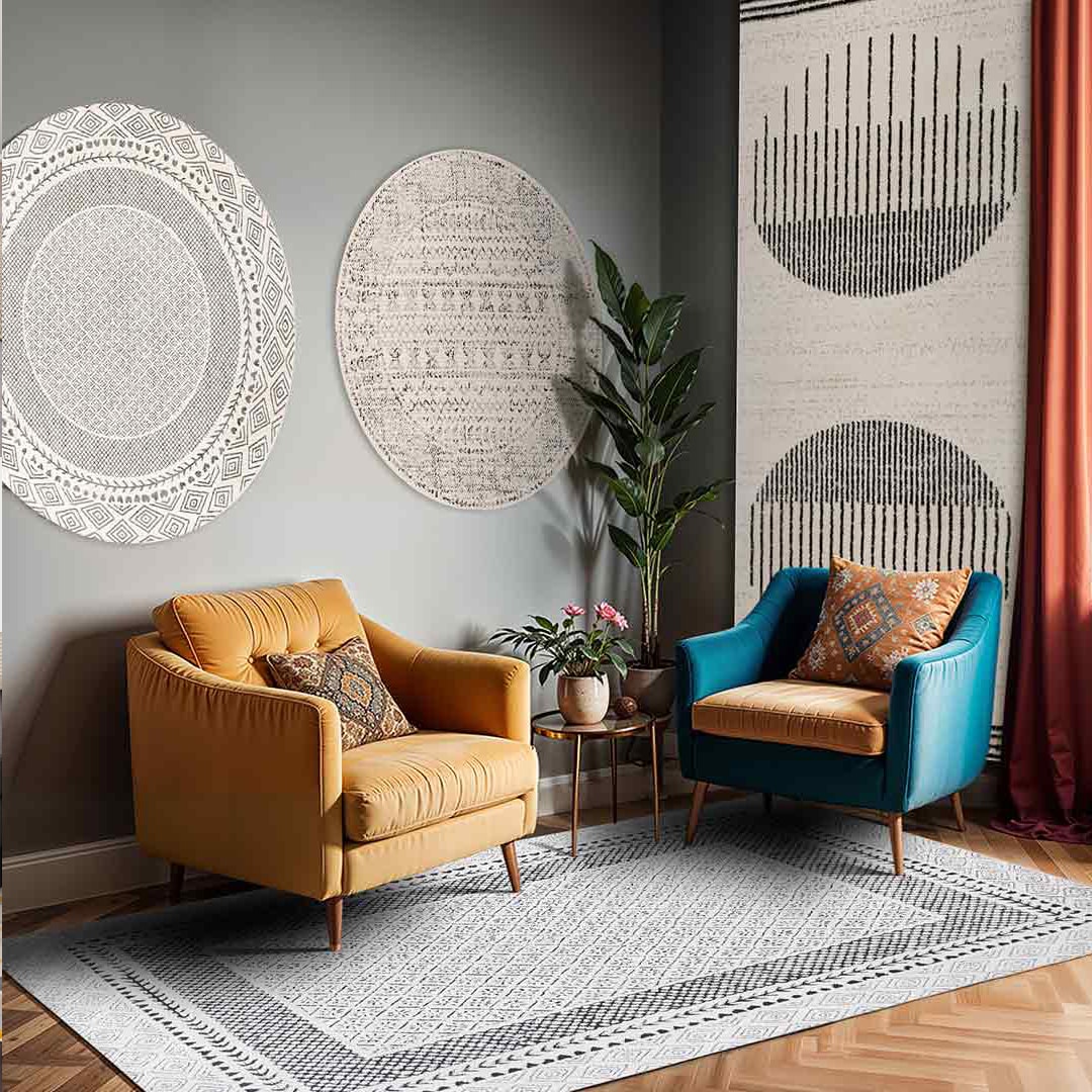 Livabliss Teppich »SANTIAGO«, rechteckig, 10 mm Höhe, Skandinavischer Teppich, Kurzflor Boho-Wohnzimmerteppich, Läufer
