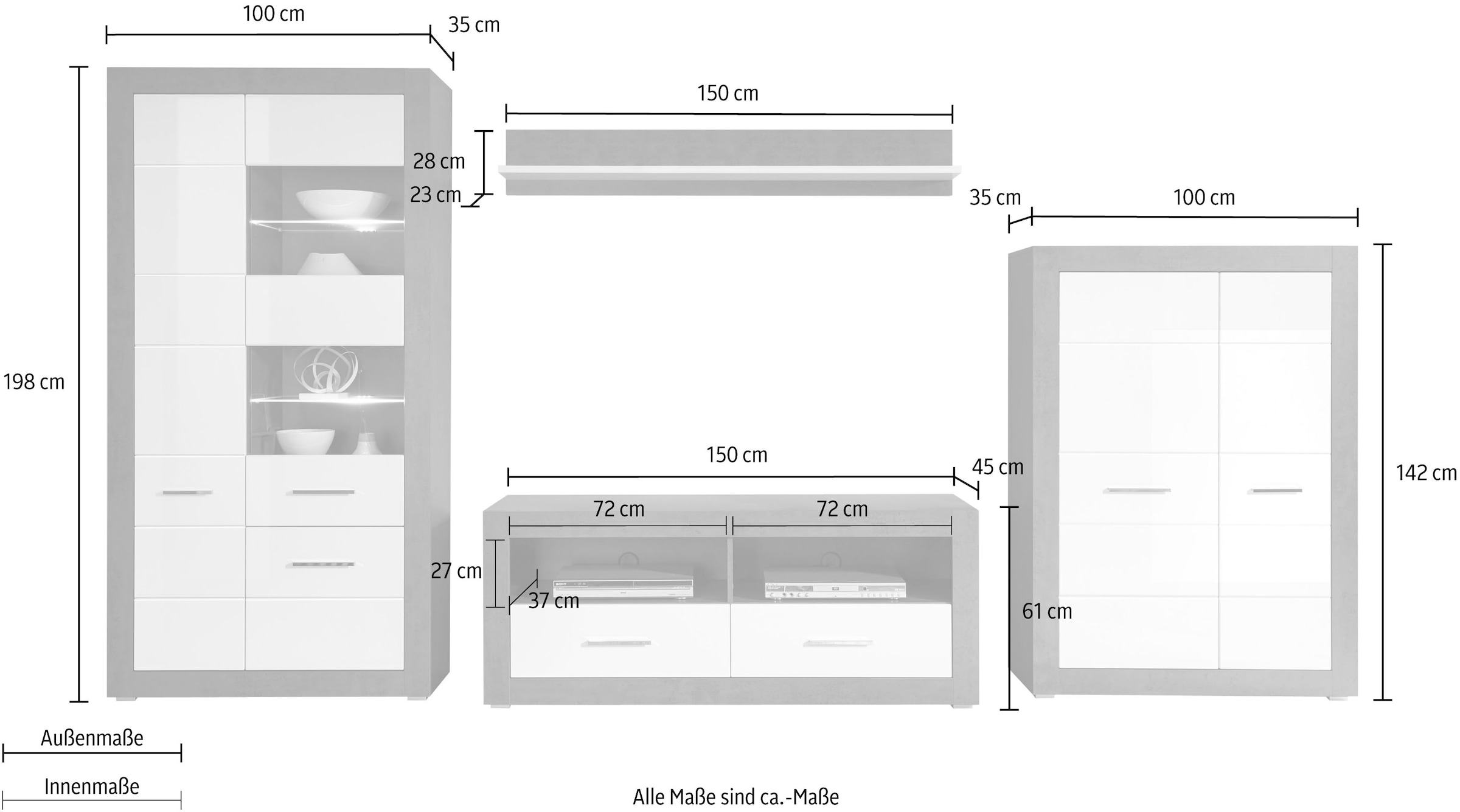 ❤ INOSIGN Wohnwand »Etero«, Jelmoli-Online im (Set, 4 Shop bestellen St.)