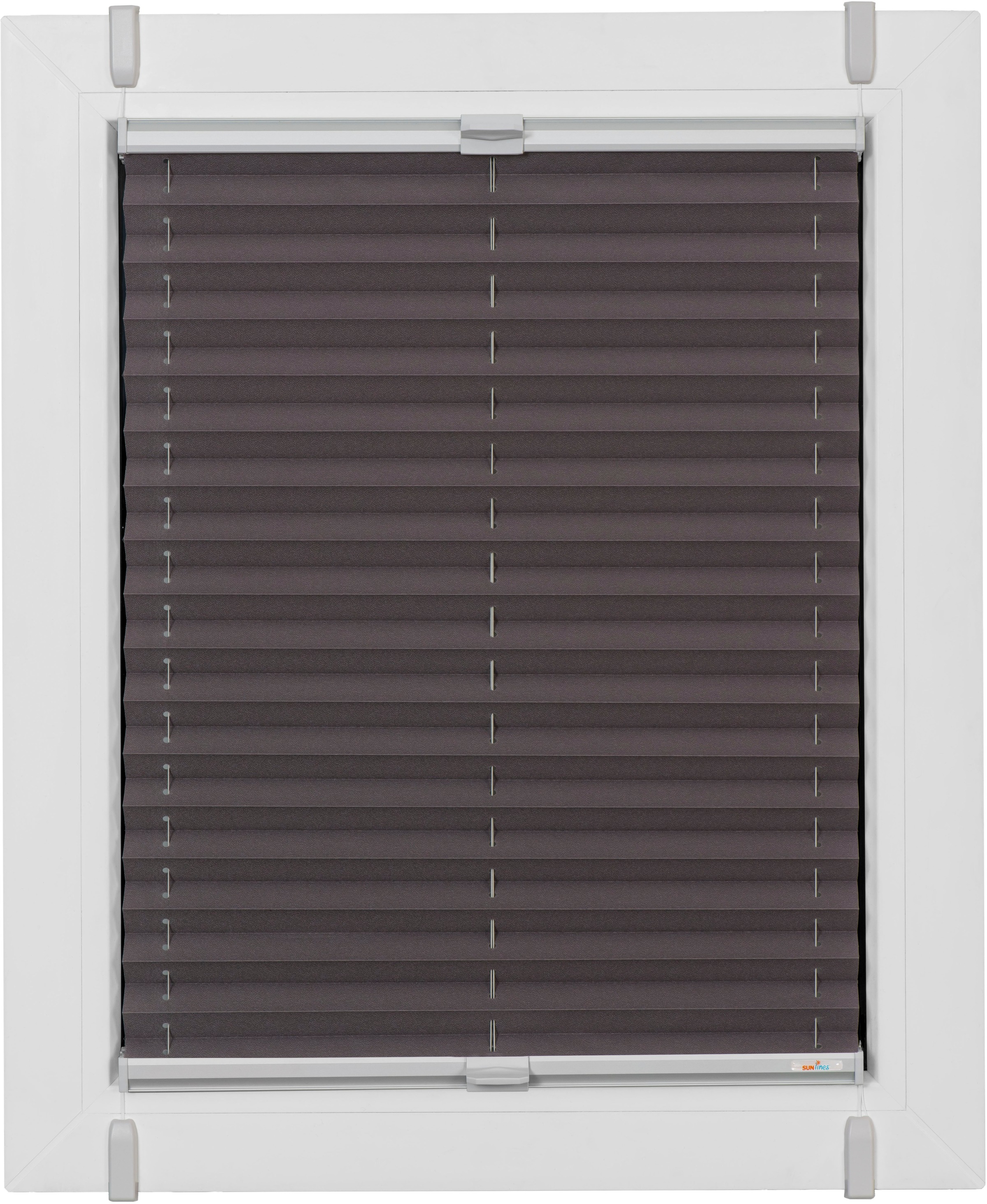 sunlines Plissee "One Size Style Crepe" blickdicht ohne Bohren verspannt Zubehörfarbe grau, zum Klemmen