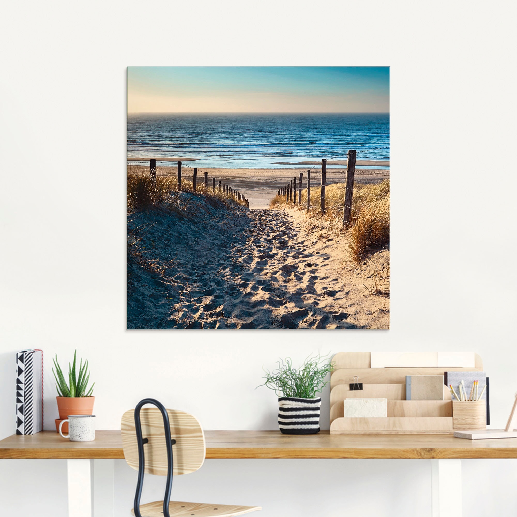 Artland Glasbild »Weg zum Nordseestrand Sonnenuntergang«, Strand, (1 St.), in verschiedenen Grössen