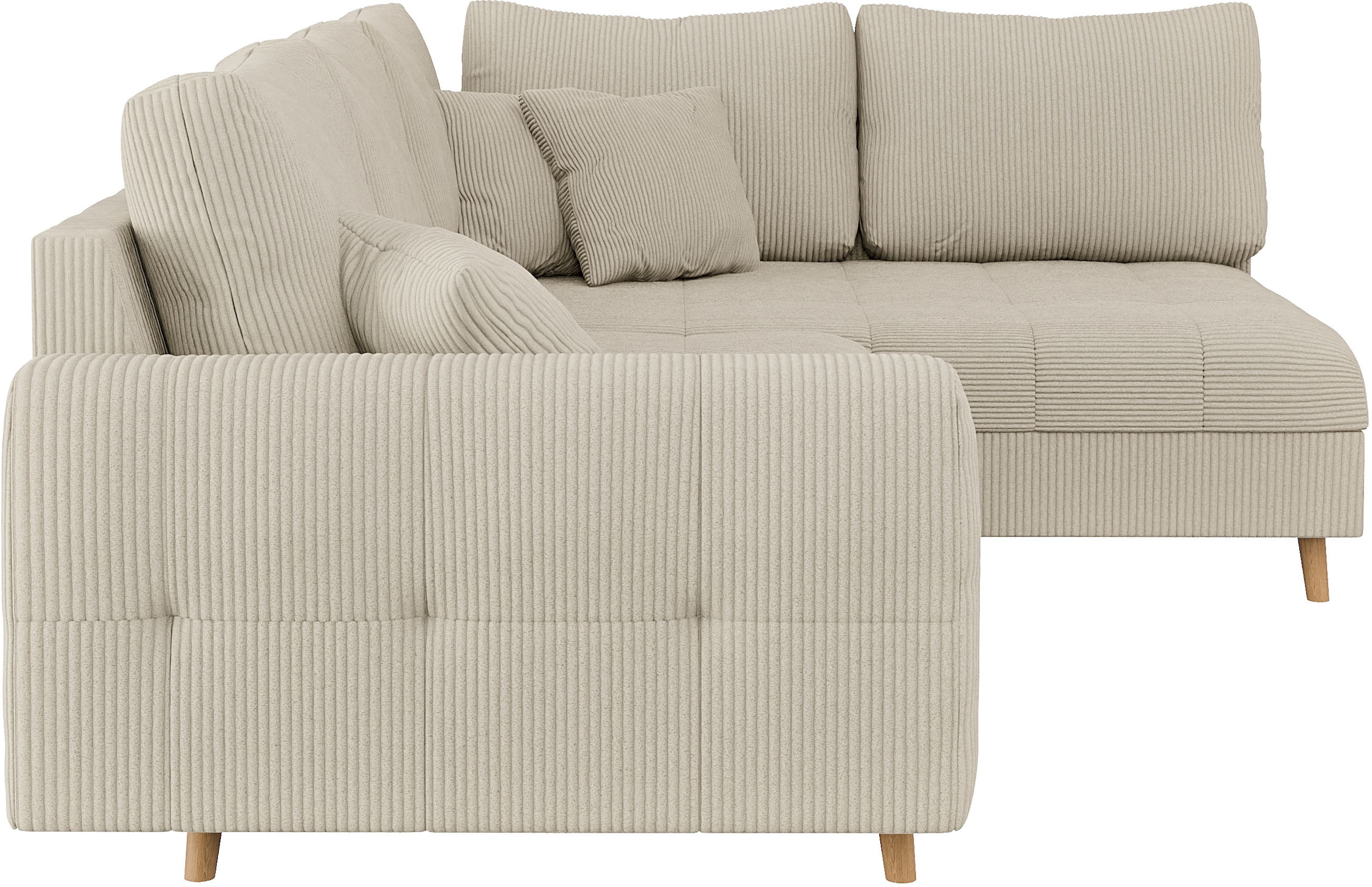 Home affaire Ecksofa »CHARRE L-Form mit Ottomane, Masse B/T/H: 231/161/81 cm«, feine Steppung, lose Rücken- und Zierkissen, auch in Cord und Bouclé