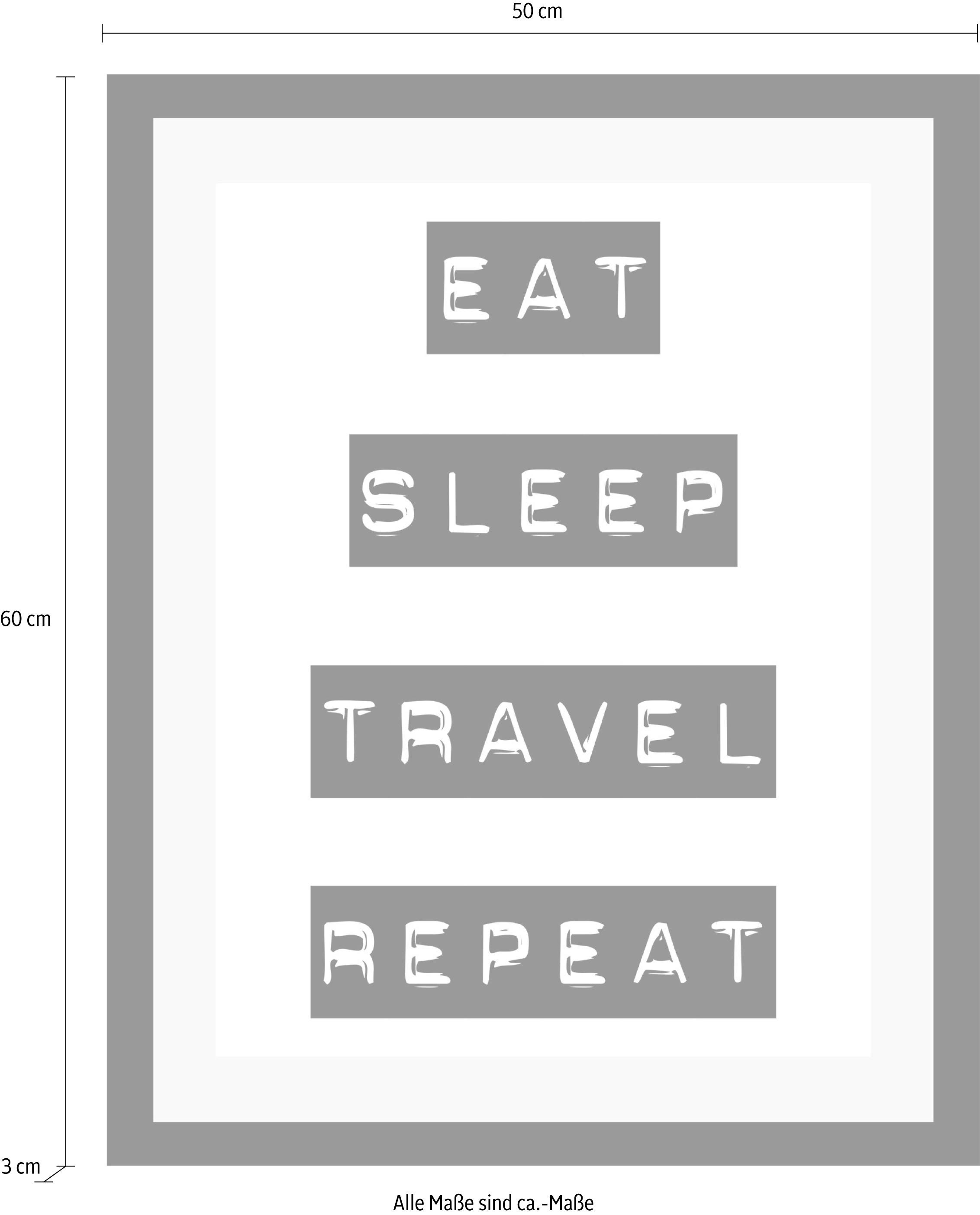queence Bild »eat«, Sprüche & Texte-Schriftzug-Schwarz-Weiss-Motivationsbilder, HD Premium Poster-Druck inkl. Holzrahmen