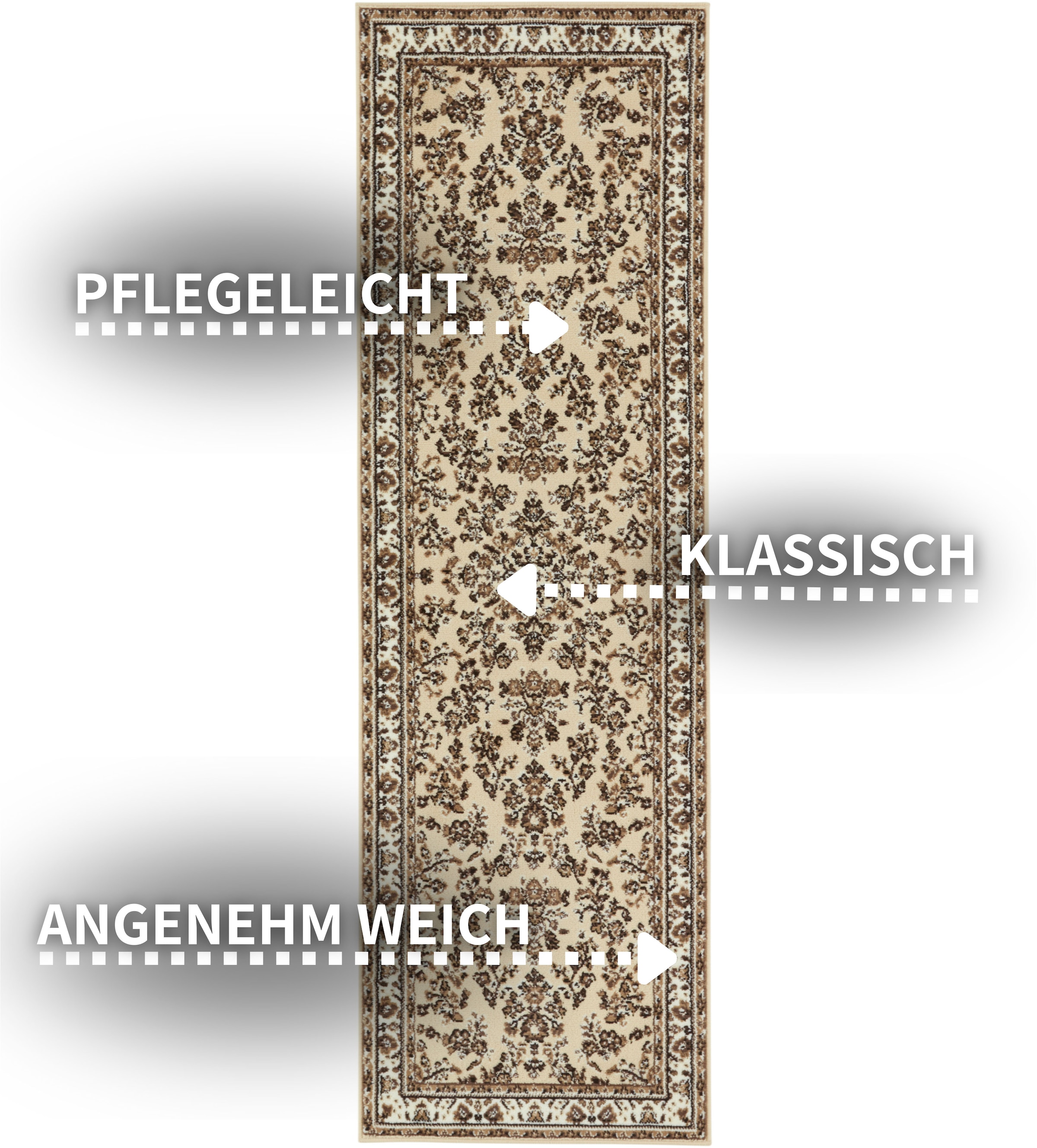 my home Teppich »Halton«, rechteckig, 8 mm Höhe, Kurzflor, Orient-Optik, mit Bordüre, Läufer, pflegeleicht, gekettelt