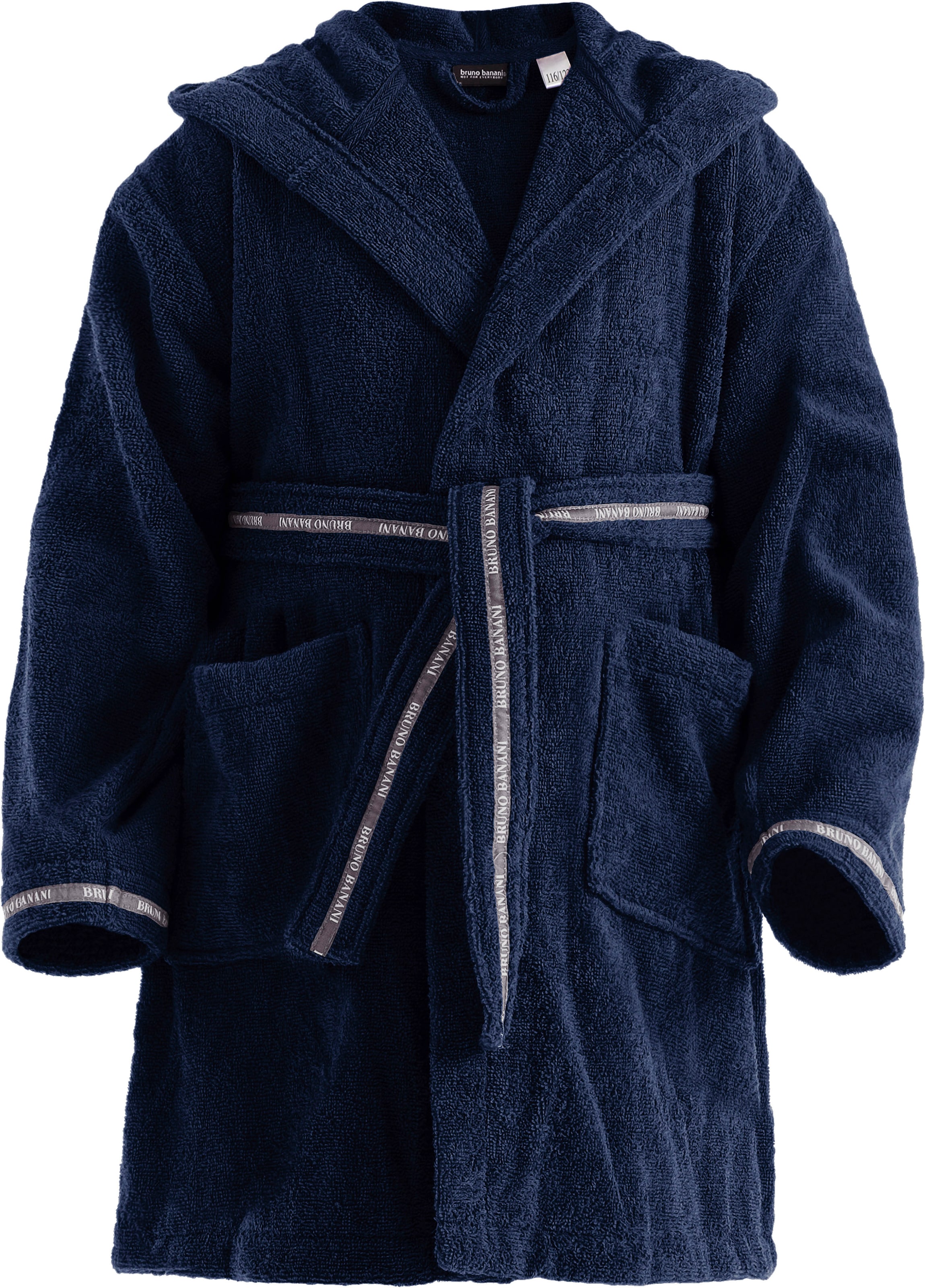 Bruno Banani Kinderbademantel »Danny, Ideal für Zuhause, Schwimmbad oder im Urlaub«, (1 St.), mit Logostreifen, aus 100% Baumwolle
