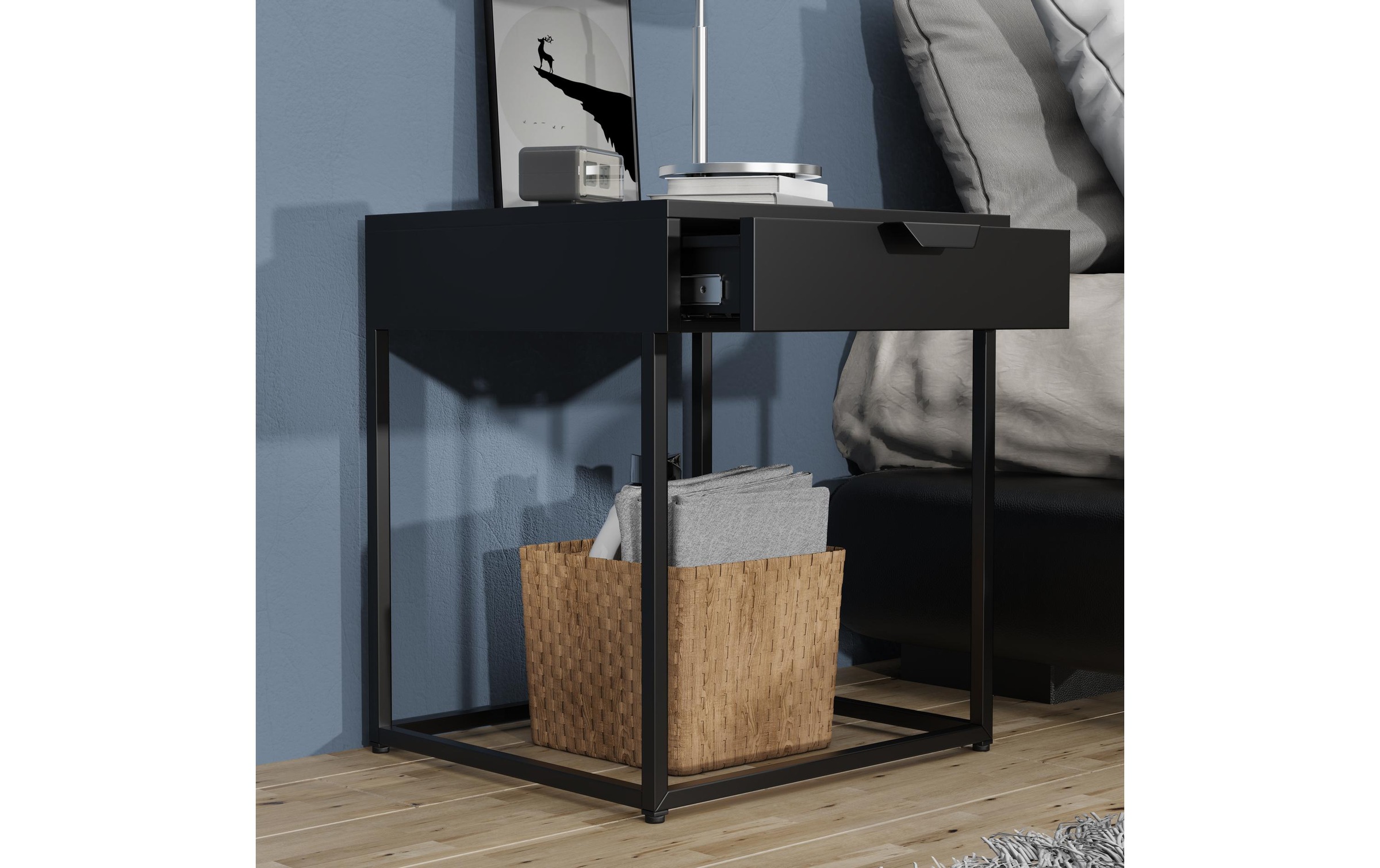 VCM "VCM Nachttisch Flokas S 43 x 50 cm, Schwarz"