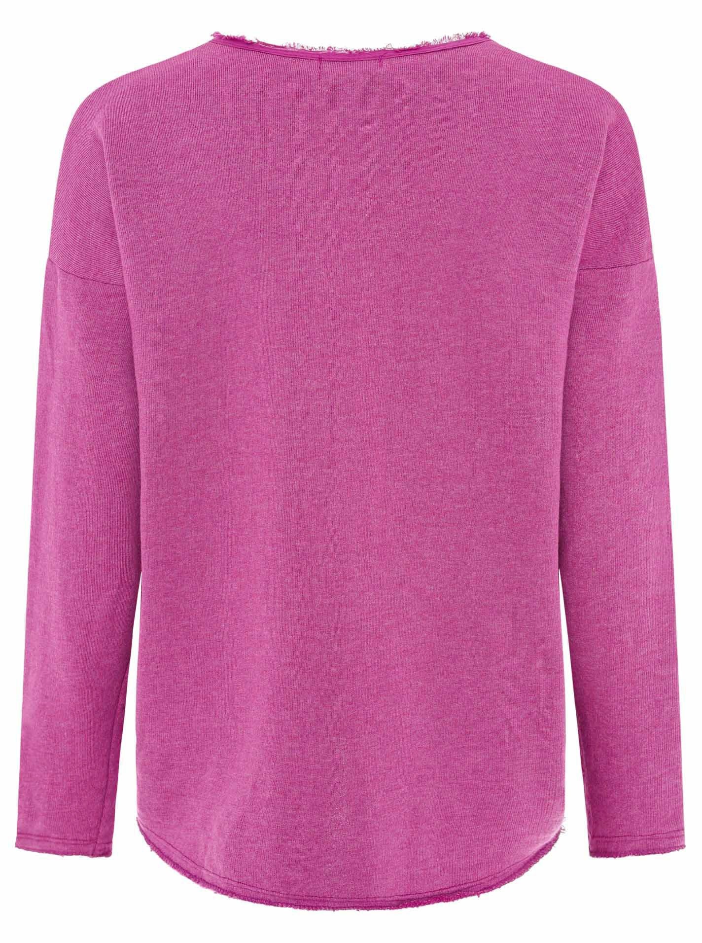 Zwillingsherz Sweatshirt »"Positive Mind"«, ausgefranster V-Ausschnitt, Used Look, Langarm, Schriftzug