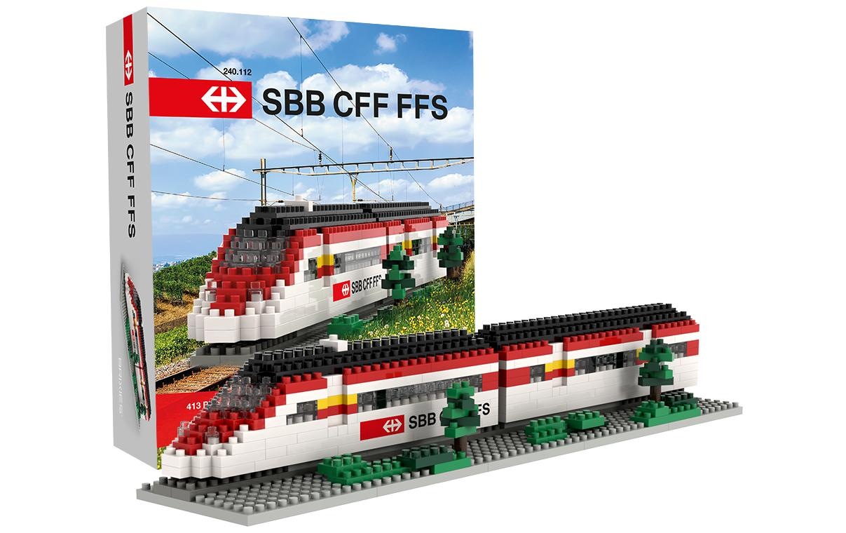 Brixies Spielbausteine »BRIXIES Bausteinmodell SBB Zug«, (413 St.)