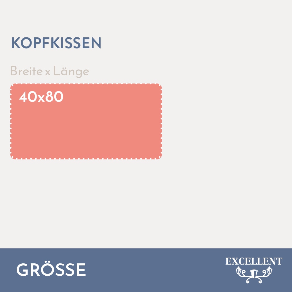 Excellent 3-Kammer-Kopfkissen »Florenz, Kopfkissen mit 10 cm hohen Aussensteg«, Füllung: 100% Gänsedaunen (Aussenkammern); 100% Gänsefedern (Innenkern), Bezug: 100% Baumwolle, (1 St.), hergestellt in Deutschland, allergikerfreundlich