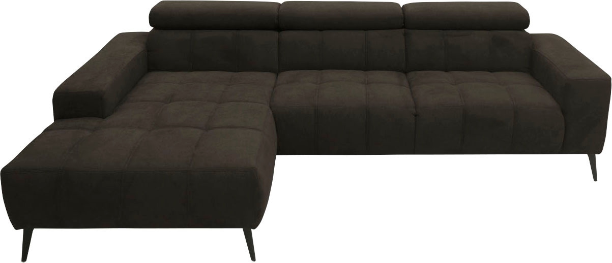 DOMO collection Ecksofa »Trento L-Form, mit Kufenfuss oder Einzelfuss«, wahlweise mit Kopfteilverstellung, Recamiere links/rechts bestellbar