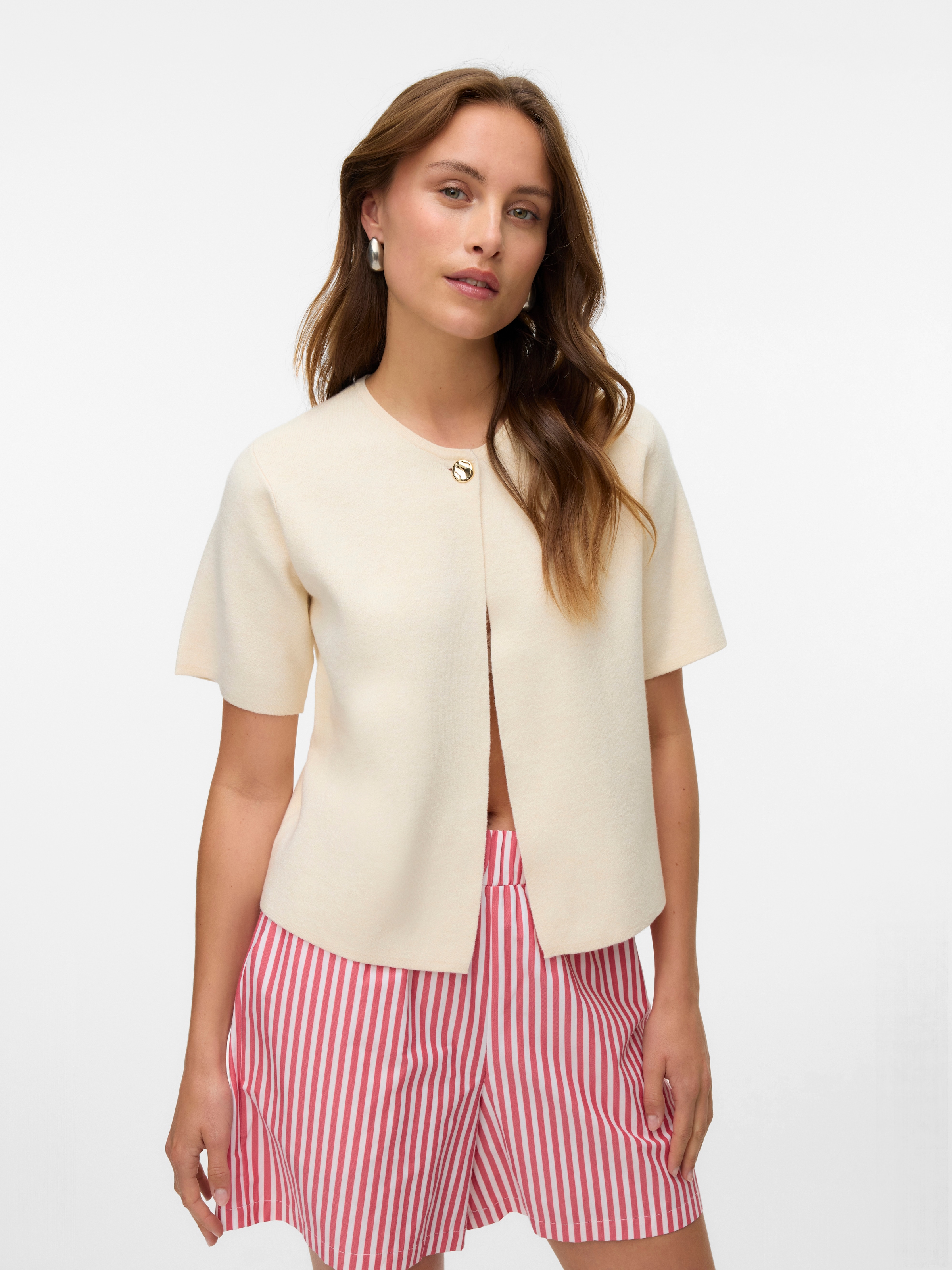 Vero Moda Strickjacke »VMGOLD SS O-NECK ONE BUTTON CARDIGAN«
