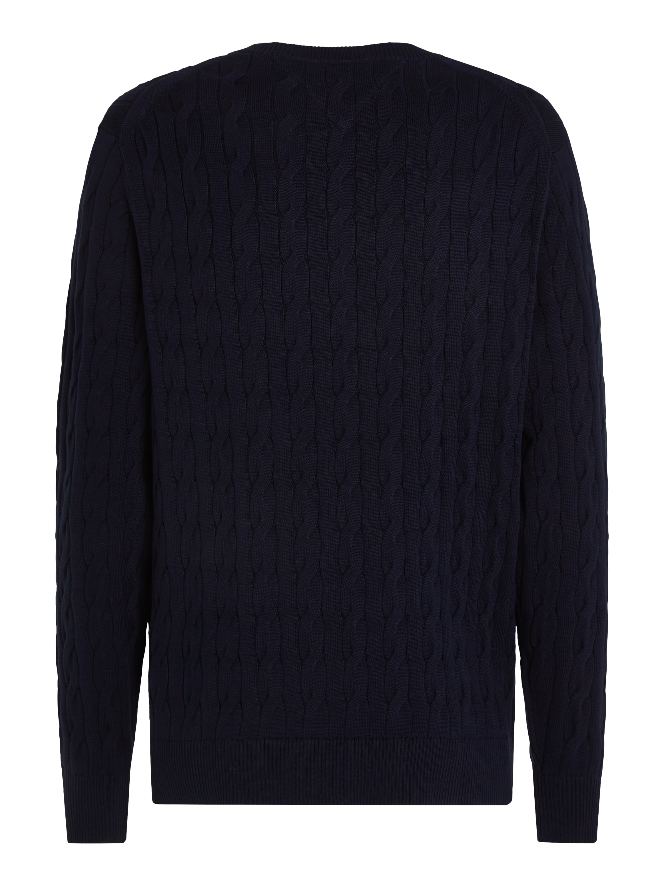 Tommy Hilfiger Strickpullover »CLASSIC CABLE CREW NECK mit Strukturstrick und Flaglabel«, unifarben, casual, regular fit, Baumwolle, Rundhals