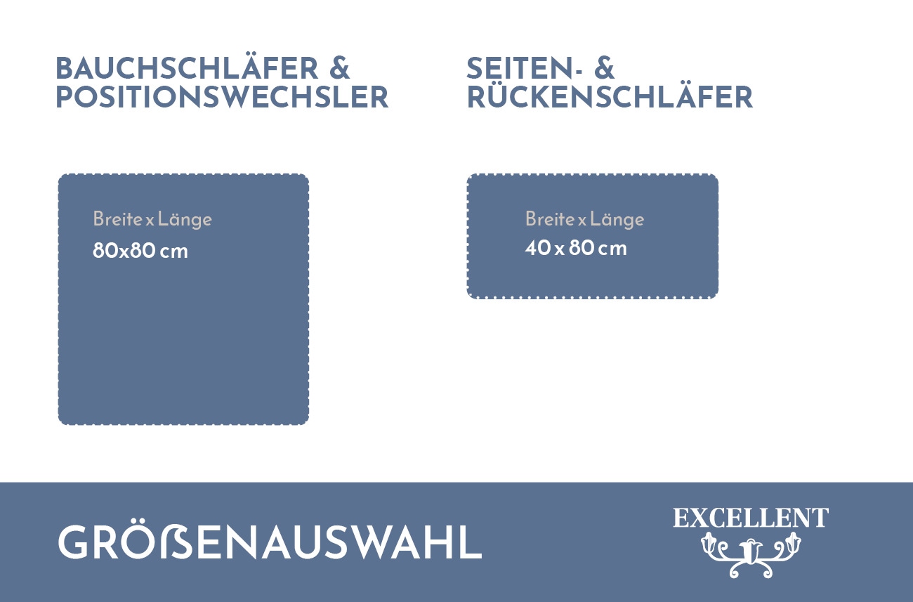 Excellent Federkopfkissen »Venedig Kissen in 6 Grössen erhältlich und im Spar Set!«, Füllung: 85% Federn, 15% Daunen, Bezug: 100% Baumwolle, (1 St.), Kopfkissen 40x40, 40x80, 80x80, allergiker geeignet (Hausstaub)