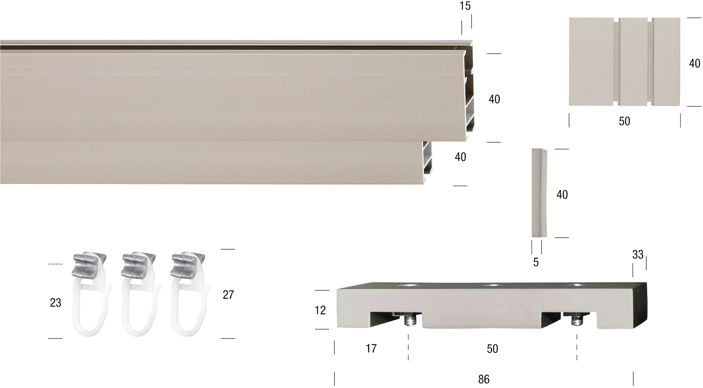 GARESA Gardinenstange »FLAT«, 2 läufig-läufig, Wunschmasslänge, Rechteckprofil, Deckenmontage, perfekter Lauf, modern, verlängerbar