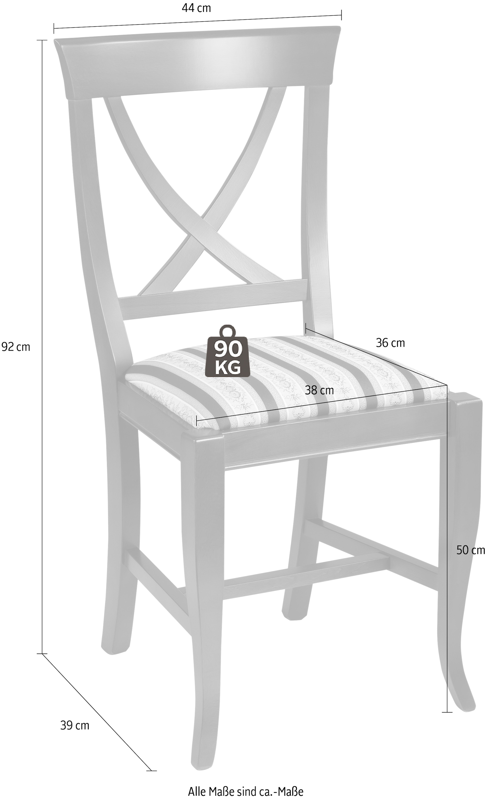 Home affaire 4-Fussstuhl »Monica«, 1 St., Baumwolle-Polyester, Breite 44 cm