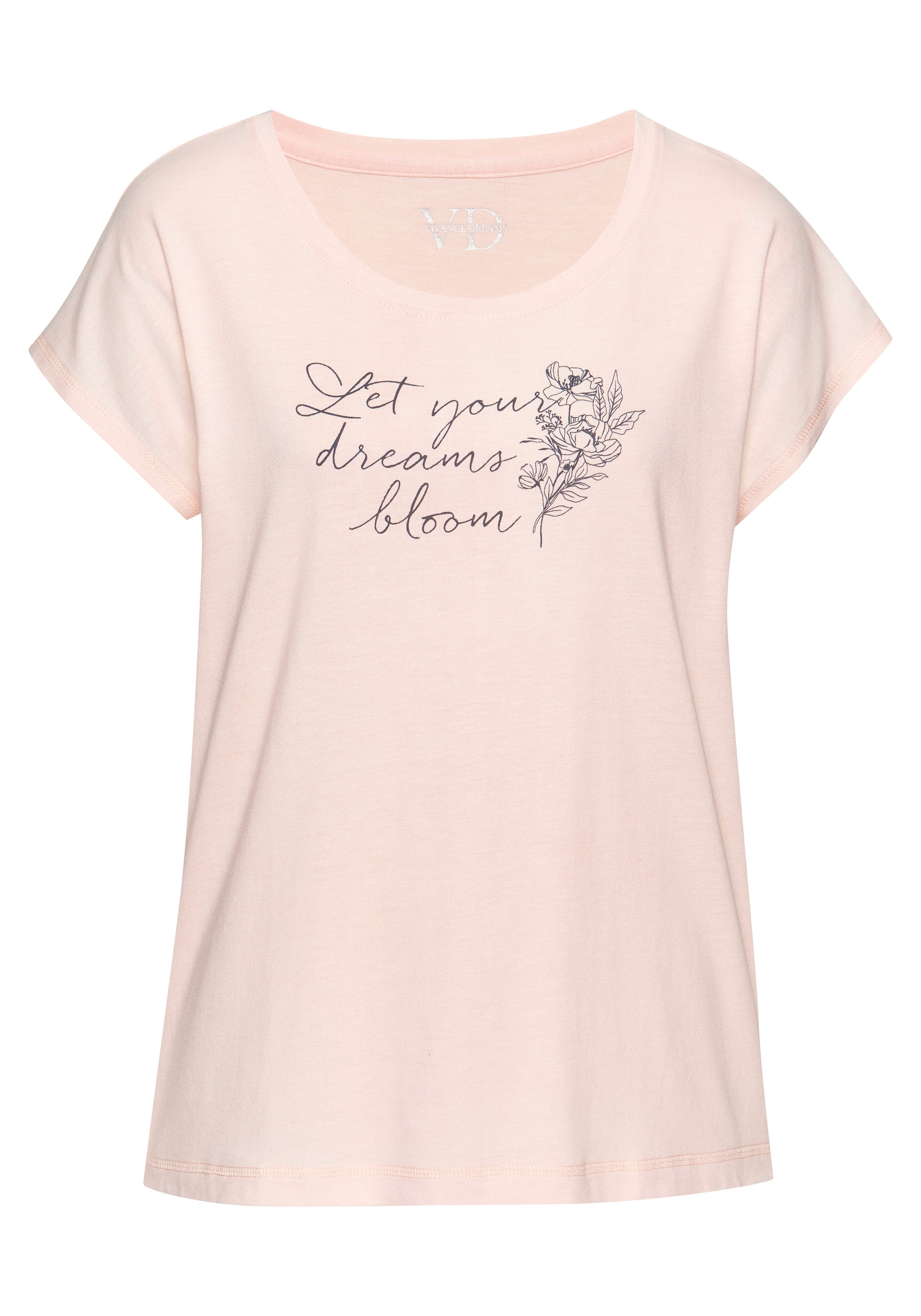 Vivance Dreams Pyjamaoberteil, mit Frontdruck