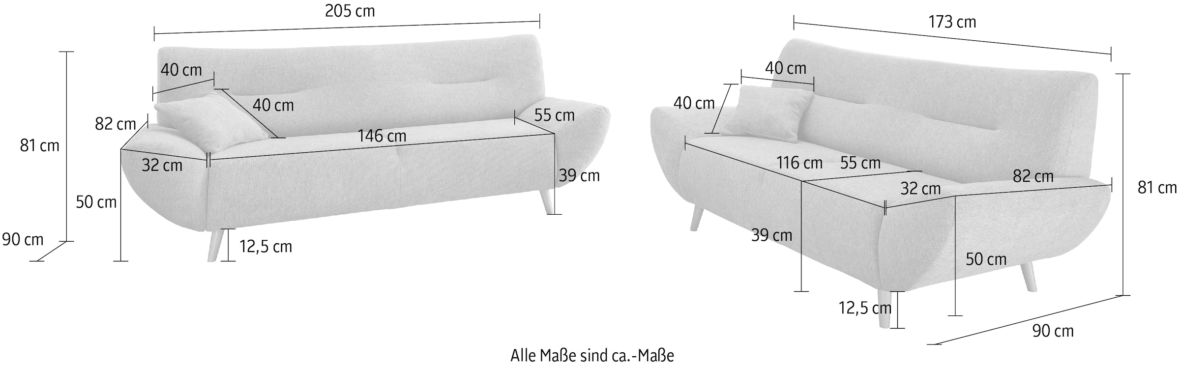 INOSIGN Polstergarnitur »Drago«, (Set, 2 tlg., 3-Sitzer und 2-Sitzer), als Sessel/Polsterecke erhältlich, versch. Stoffe, inkl. 2 Zierkissen