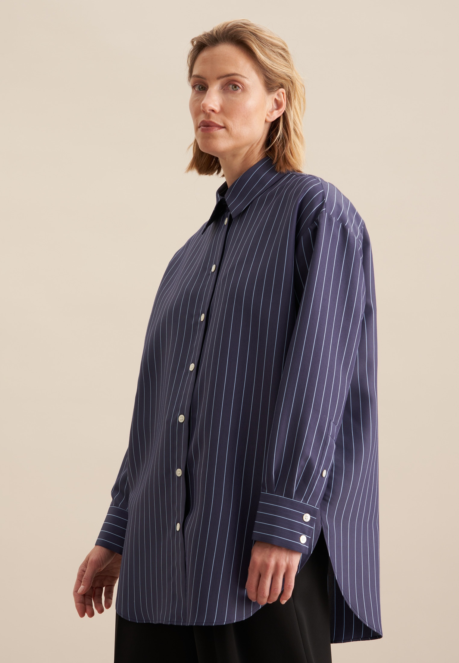 seidensticker Longbluse »Schwarze Rose« 1/1 Kragen Streifen