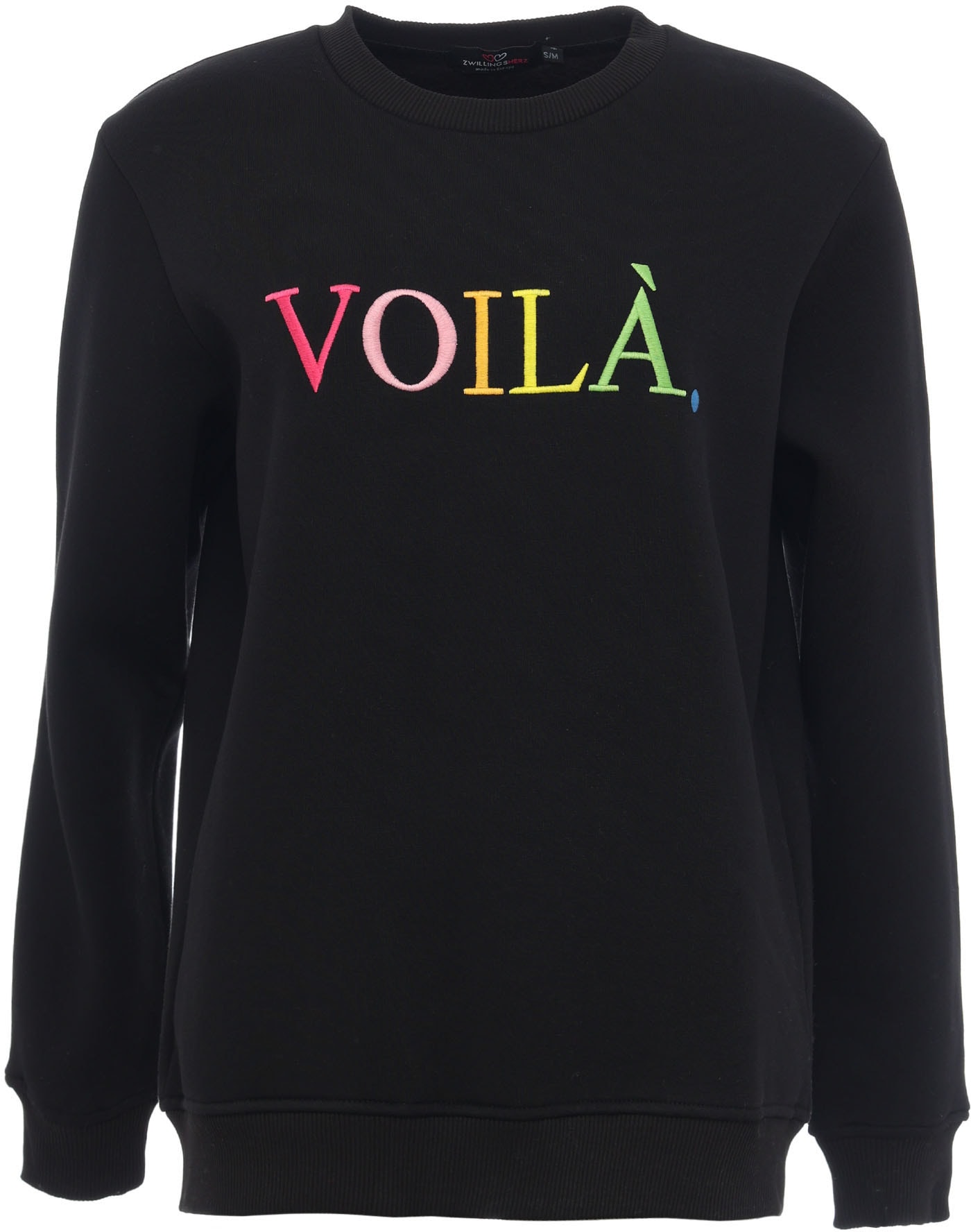 Sweatshirt, mit mehrfarbigem gestickten "Voilà"-Schriftzug