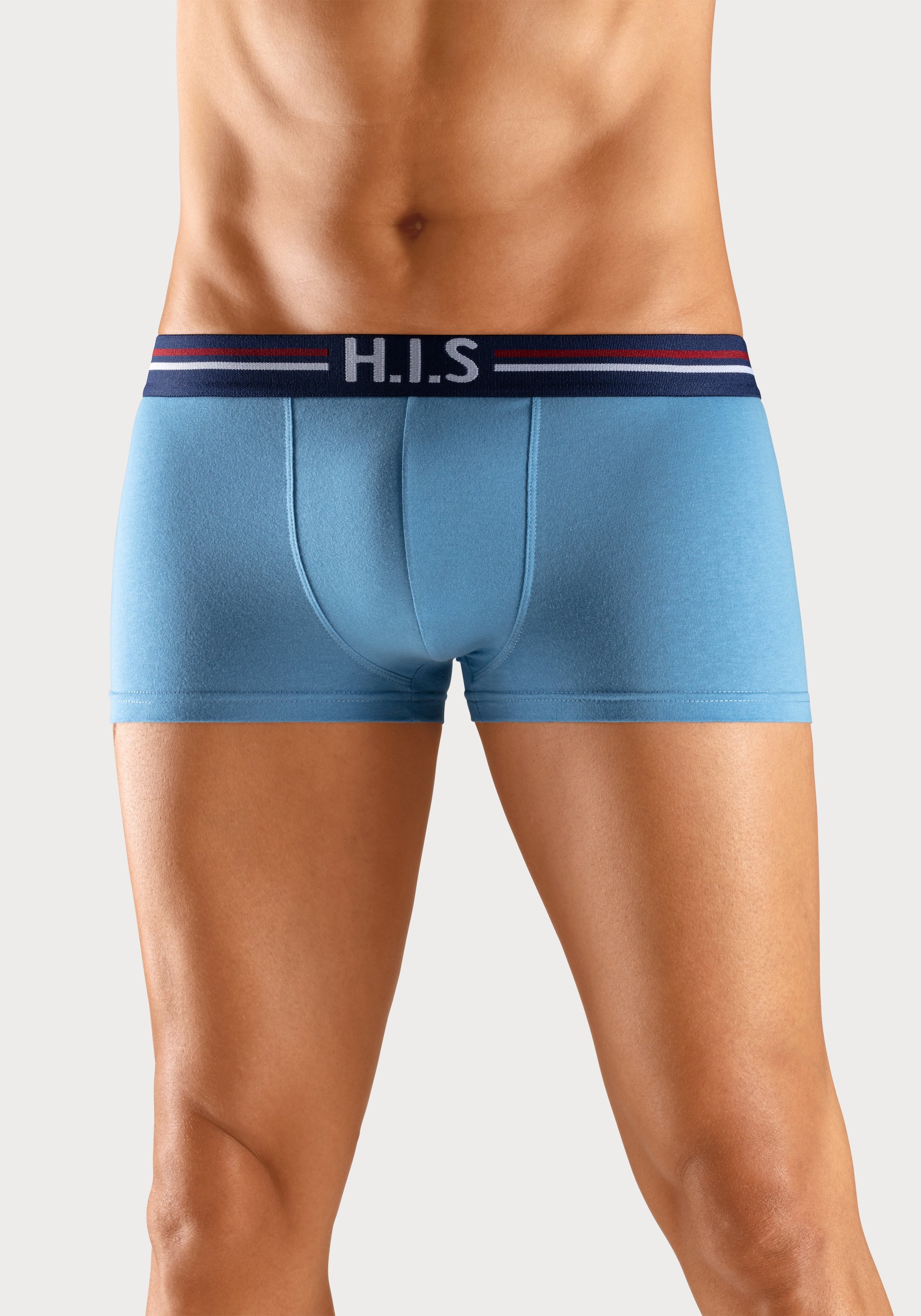 H.I.S Hipster, (Packung, 5 St.), Boxershorts mit Streifen und Markenlogo im Bund aus Baumwollmischung