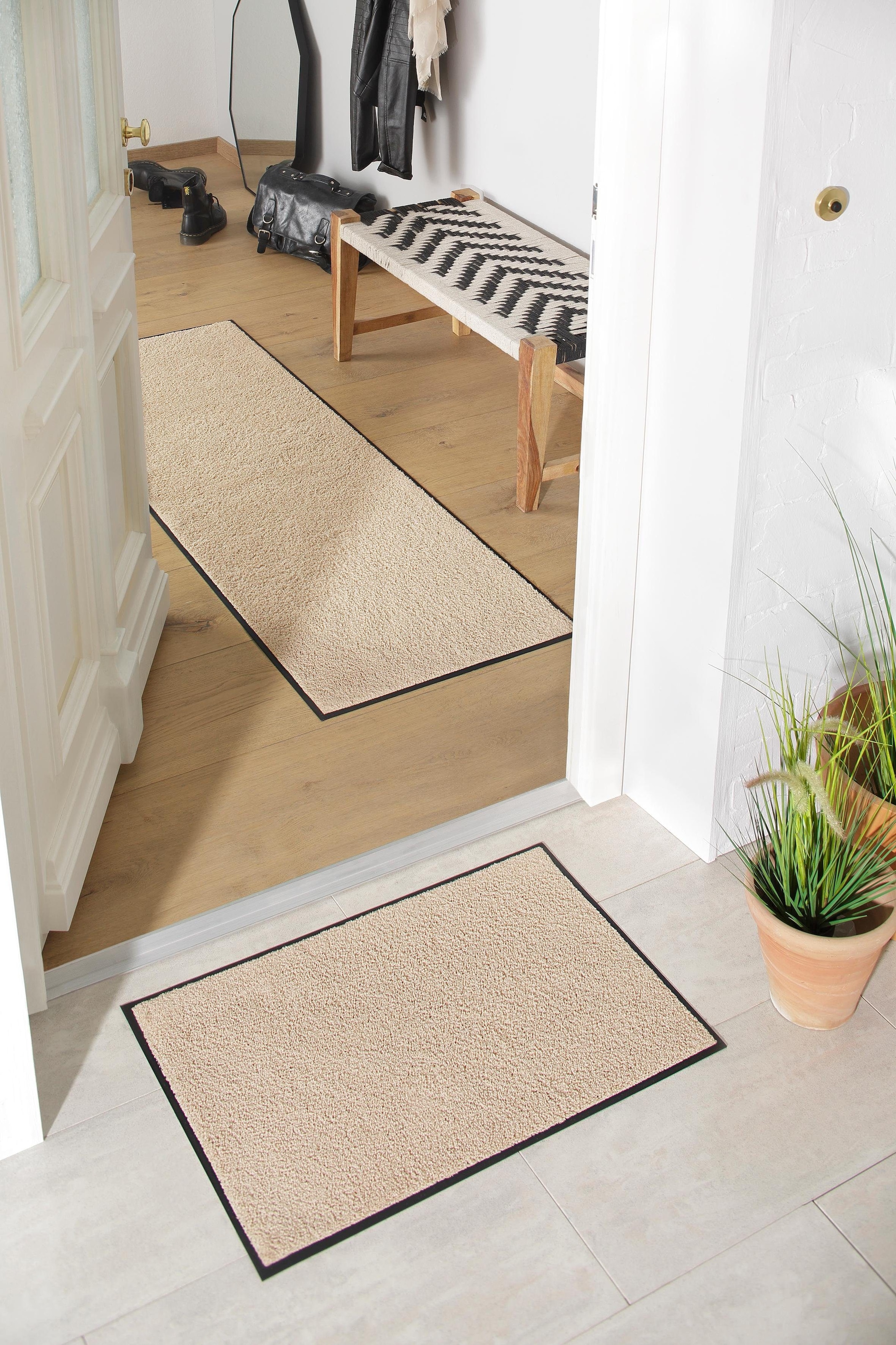 my home Fussmatte »Lavea«, rechteckig, 9 mm Höhe, Schmutzfangmatte, Uni-Farben, In- und Outdoor-Teppich, waschbar