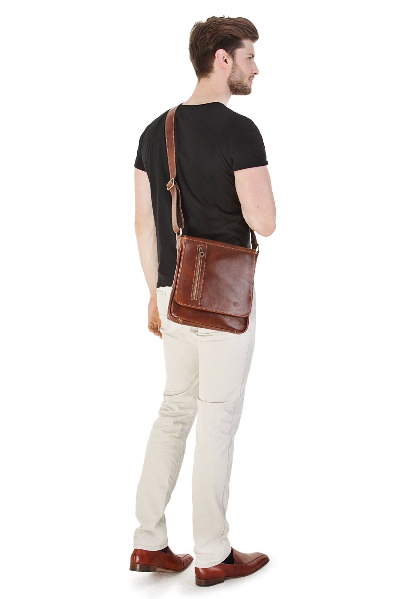 Piké Umhängetasche, echt Leder, Made in Italy