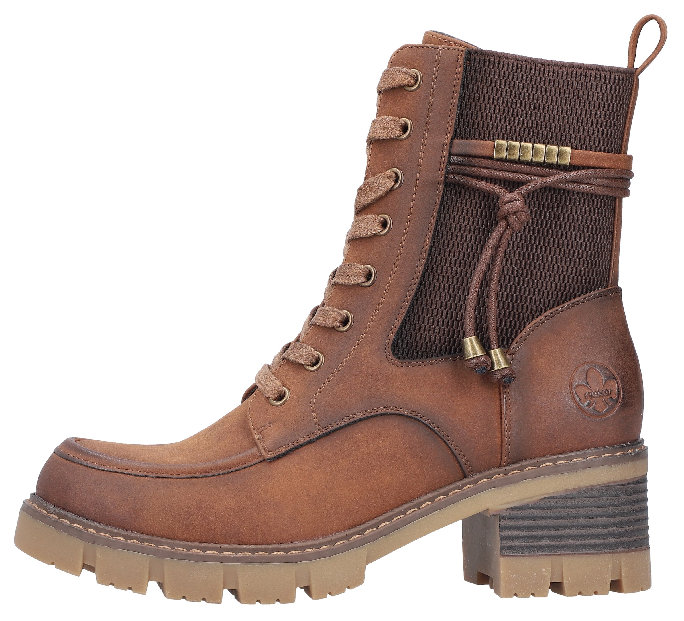 Rieker Winterstiefelette, Schnürboots, Stiefelette, Blockabsatz, mit Reissverschluss