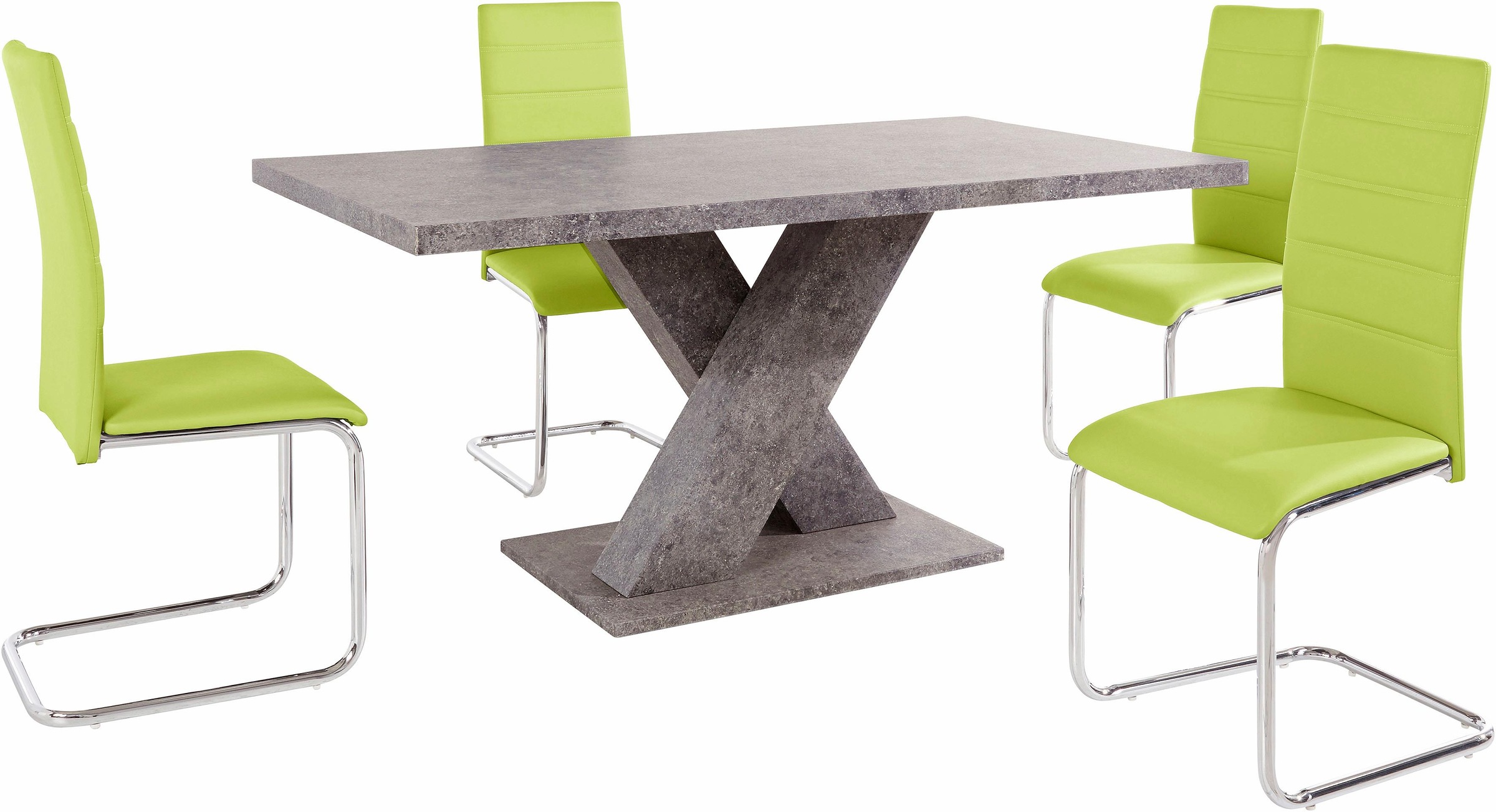 INOSIGN Essgruppe, (Set, 5 tlg.), mit 4 Stühlen und Tisch in Zement-Optik