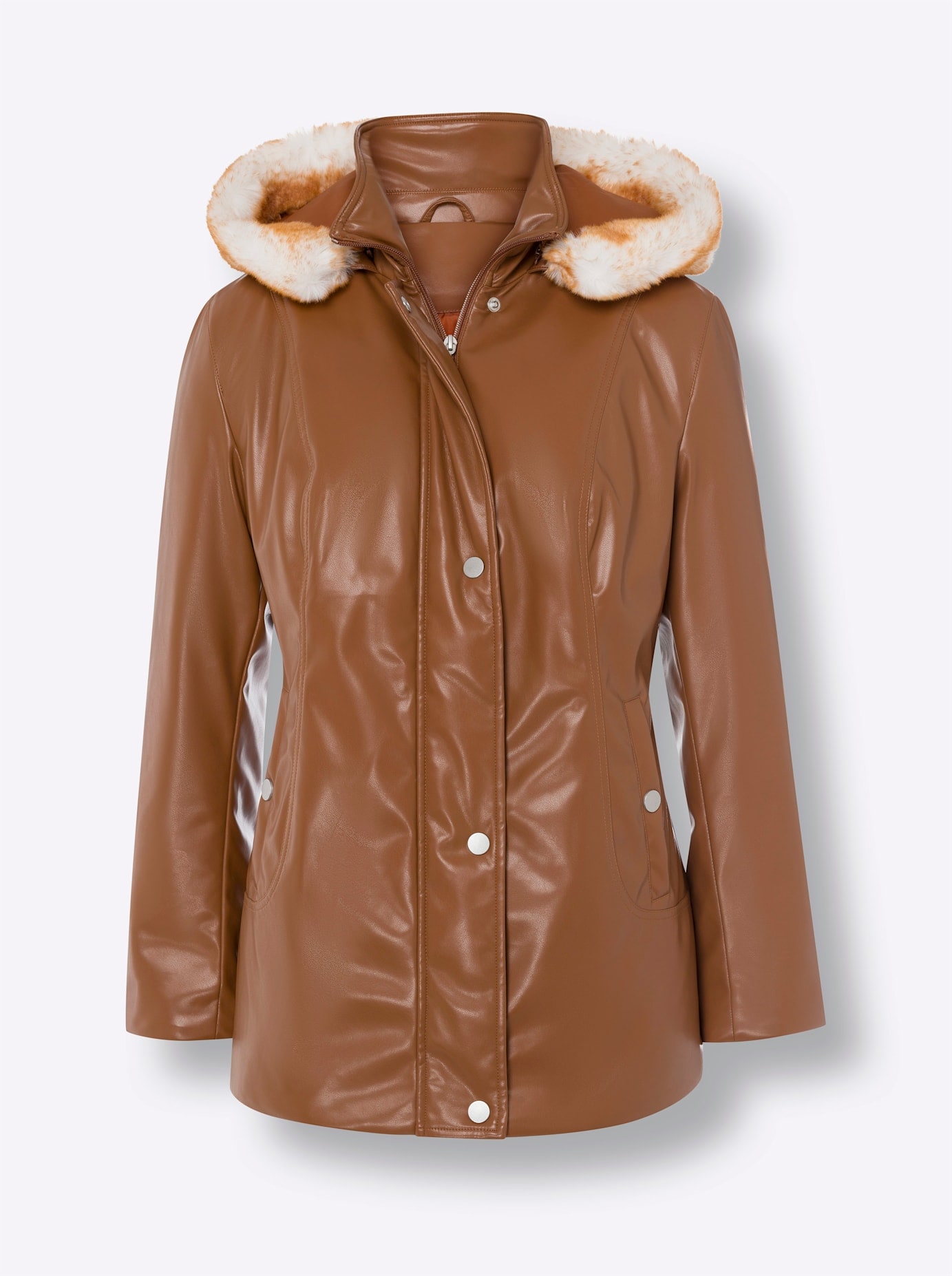 Classic Basics Lederimitatjacke, mit Kapuze