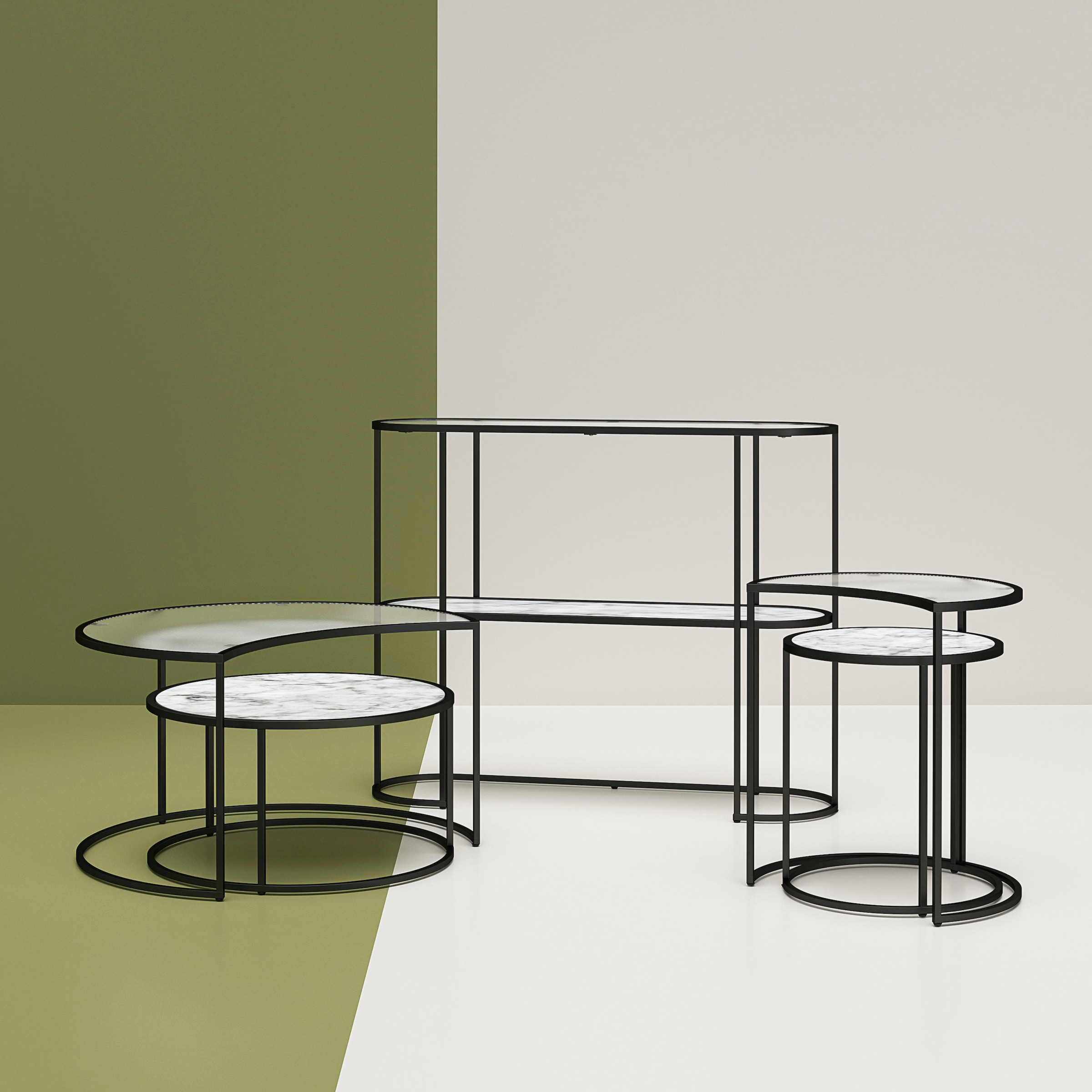 (2 St.), Beistelltisch Glas, online »Moon«, Jelmoli-Versand Tischplatte Oberfläche, | kaufen Dorel pflegeleichte aus 55,5 cm Höhe Home