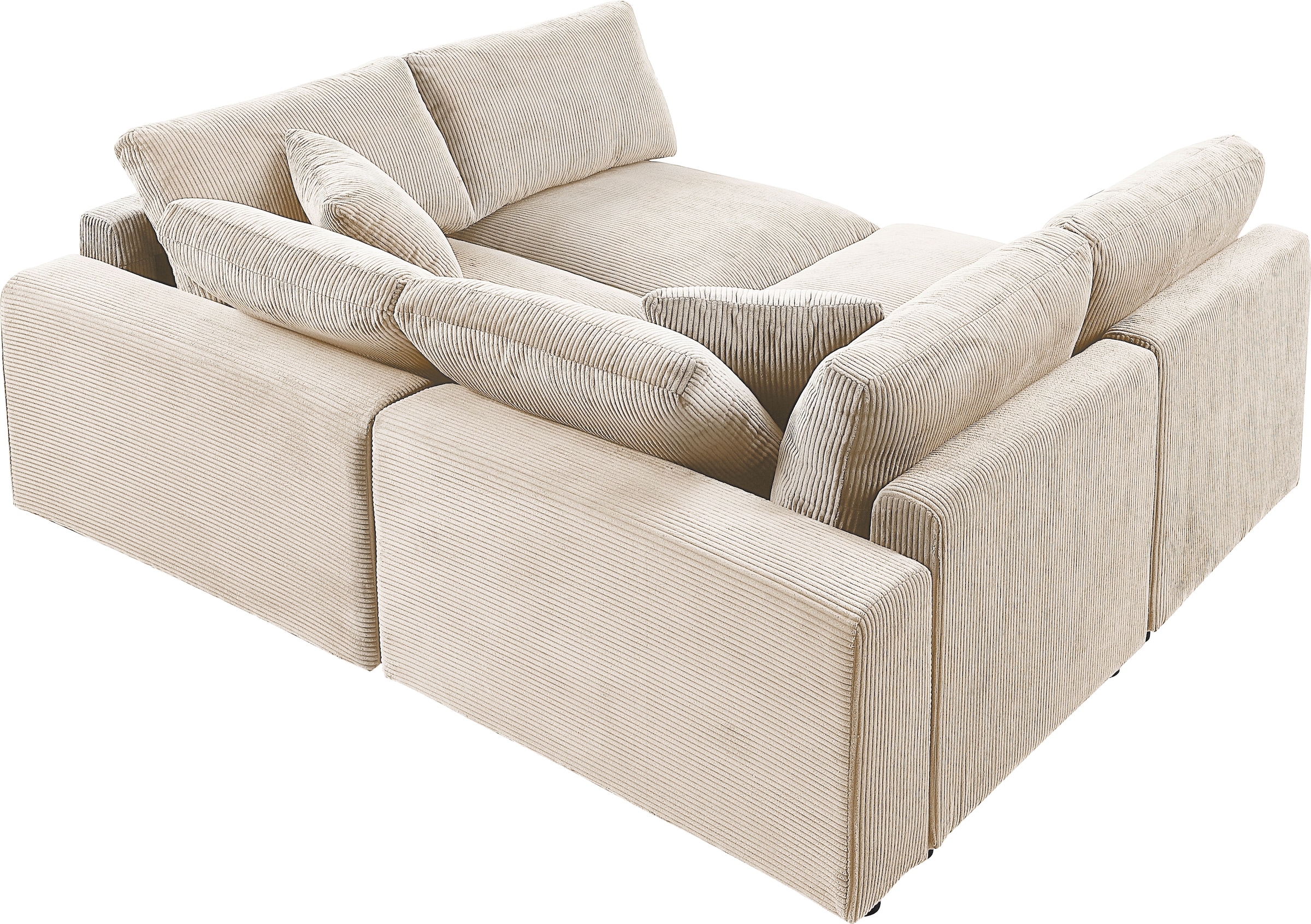 RAUM.ID 4-Sitzer »Bennid, XXL-Modulsofa mit vielen individuellen Stellmöglichkeiten«, (Set, 4 St.), inklusive 2 grossen & 2 kleinen Zierkissen im flauschigen Cord