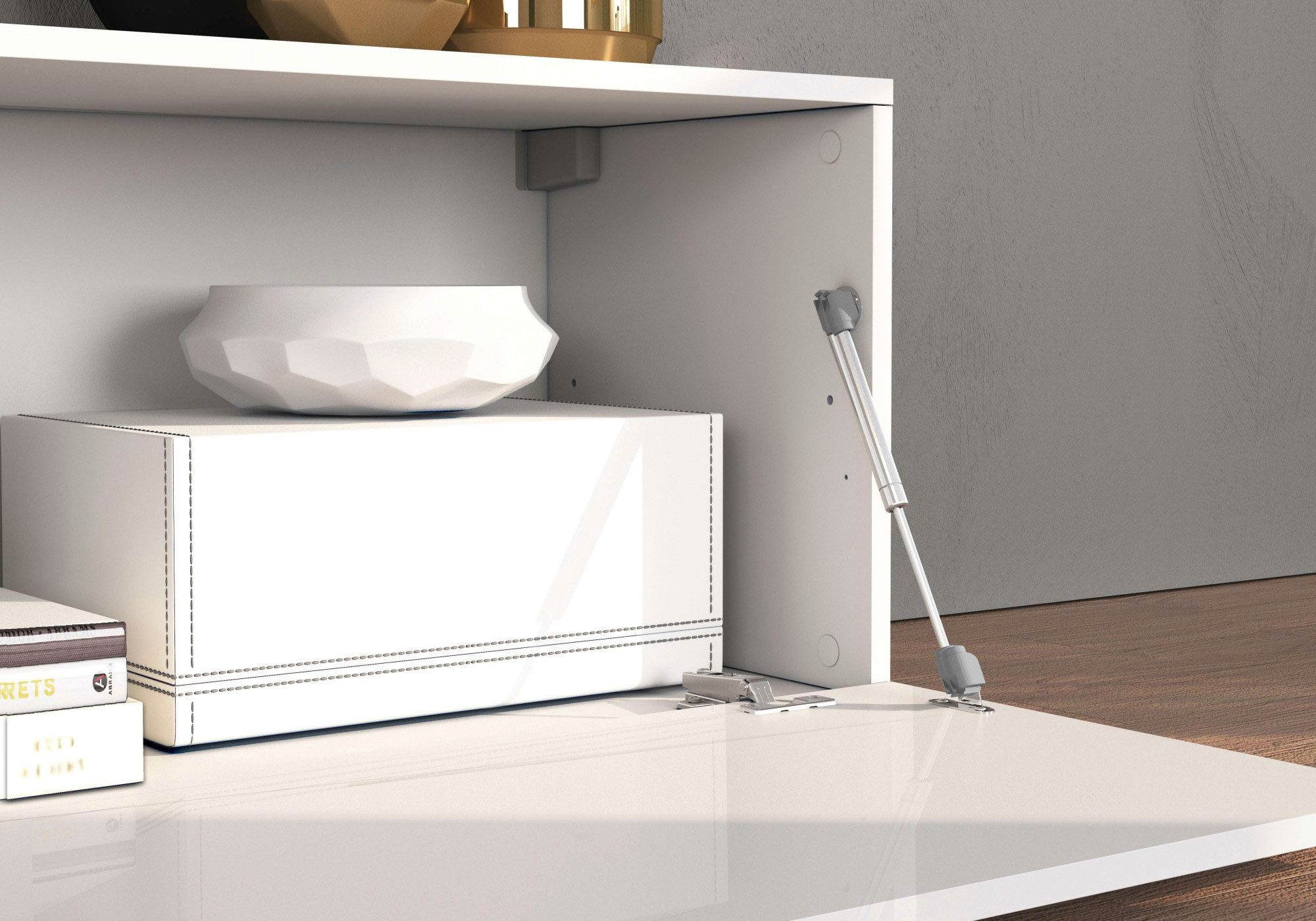 INOSIGN Lowboard »Chronos TV-Board, TV-Schrank«, (1 St., Breite verstellbar von 190 bis 350 cm), Breite 270 cm TV-Board,Lowboard,1 Klappe und ein L-Förmiger Aufsatz